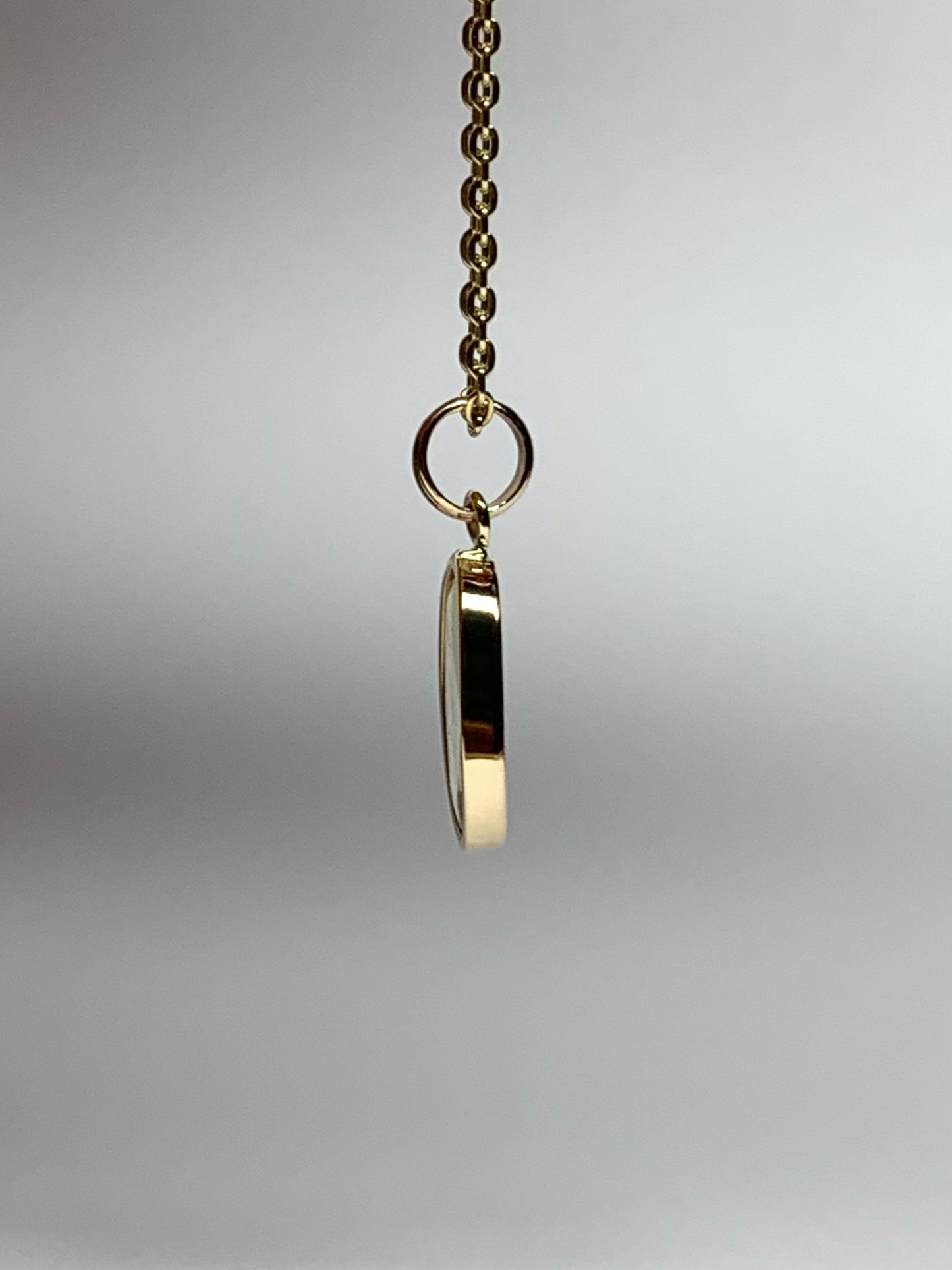 14k Solid Yellow Gold, Natural Light Khaki Green Tourmaline Mini Pendant