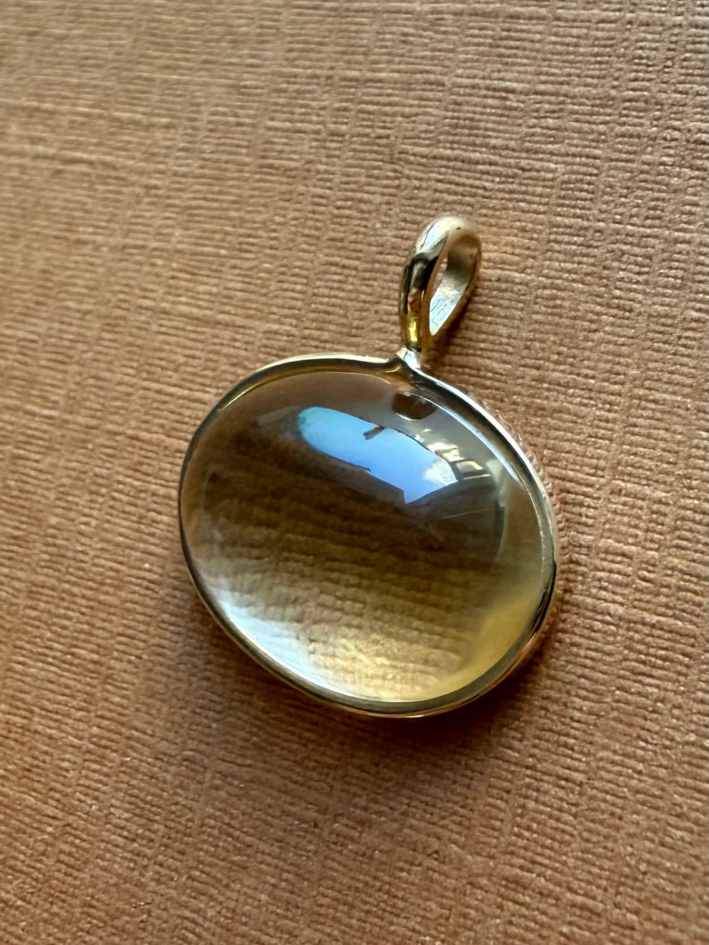 14k Solid Yellow Gold, Pale Yellow Citrine Oval Cabochon Pendant, Small Size