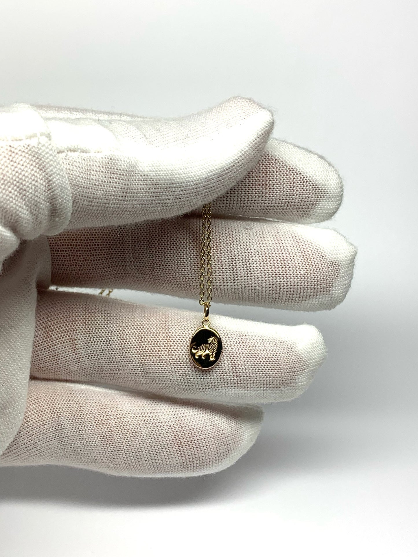 14k Solid Yellow Gold Nugget Mini Pendant “Tiger”, Tiny Charm