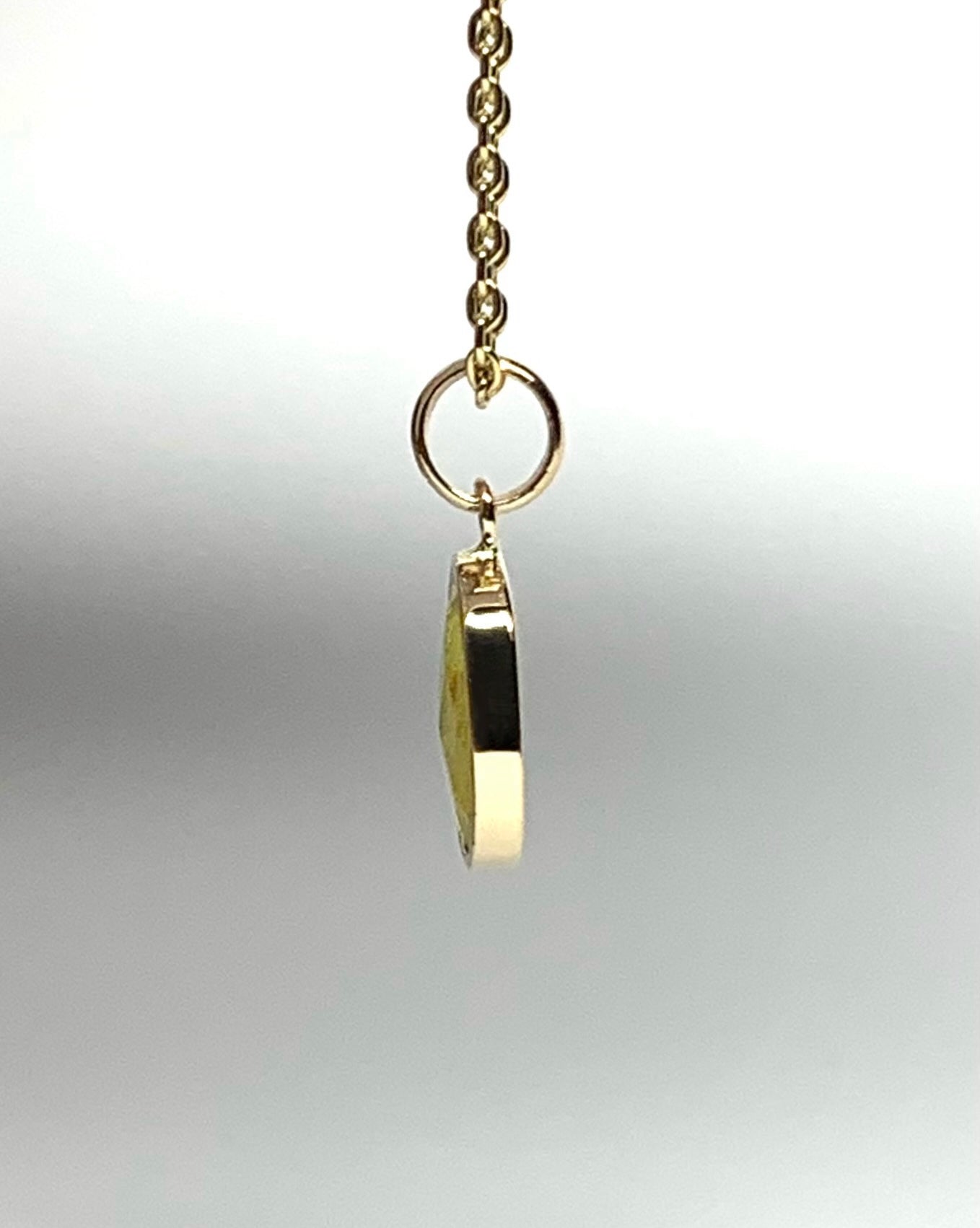 14k Solid Yellow Gold, Natural Light Olive Green Tourmaline Mini Pendant