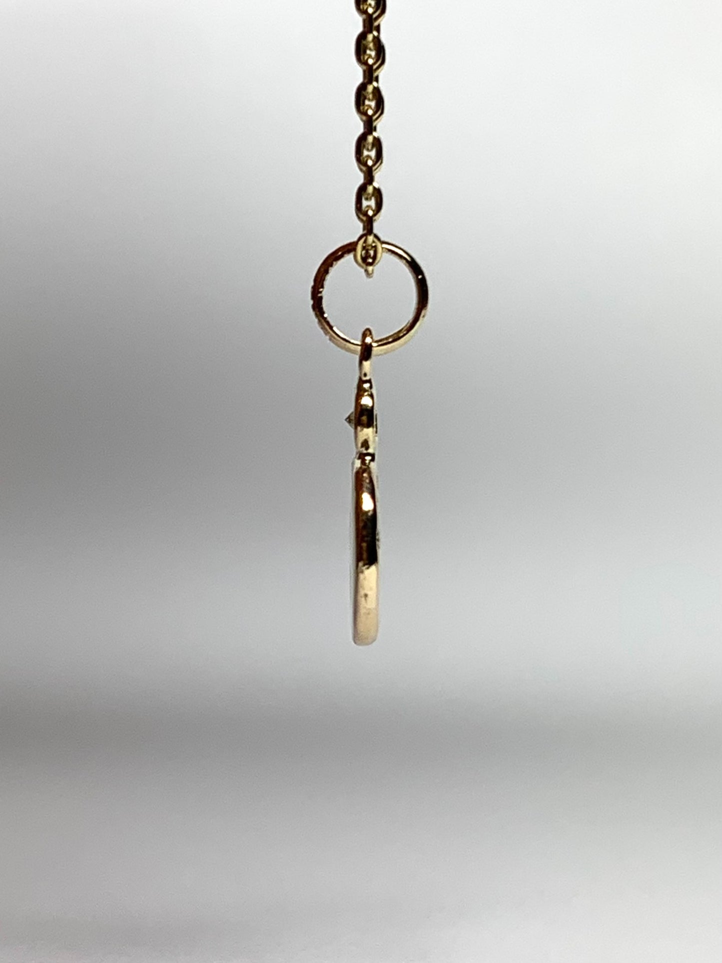 14K Solid Yellow Gold Nugget “Flowers” Mini Pendant, White Diamond, Tiny Charm