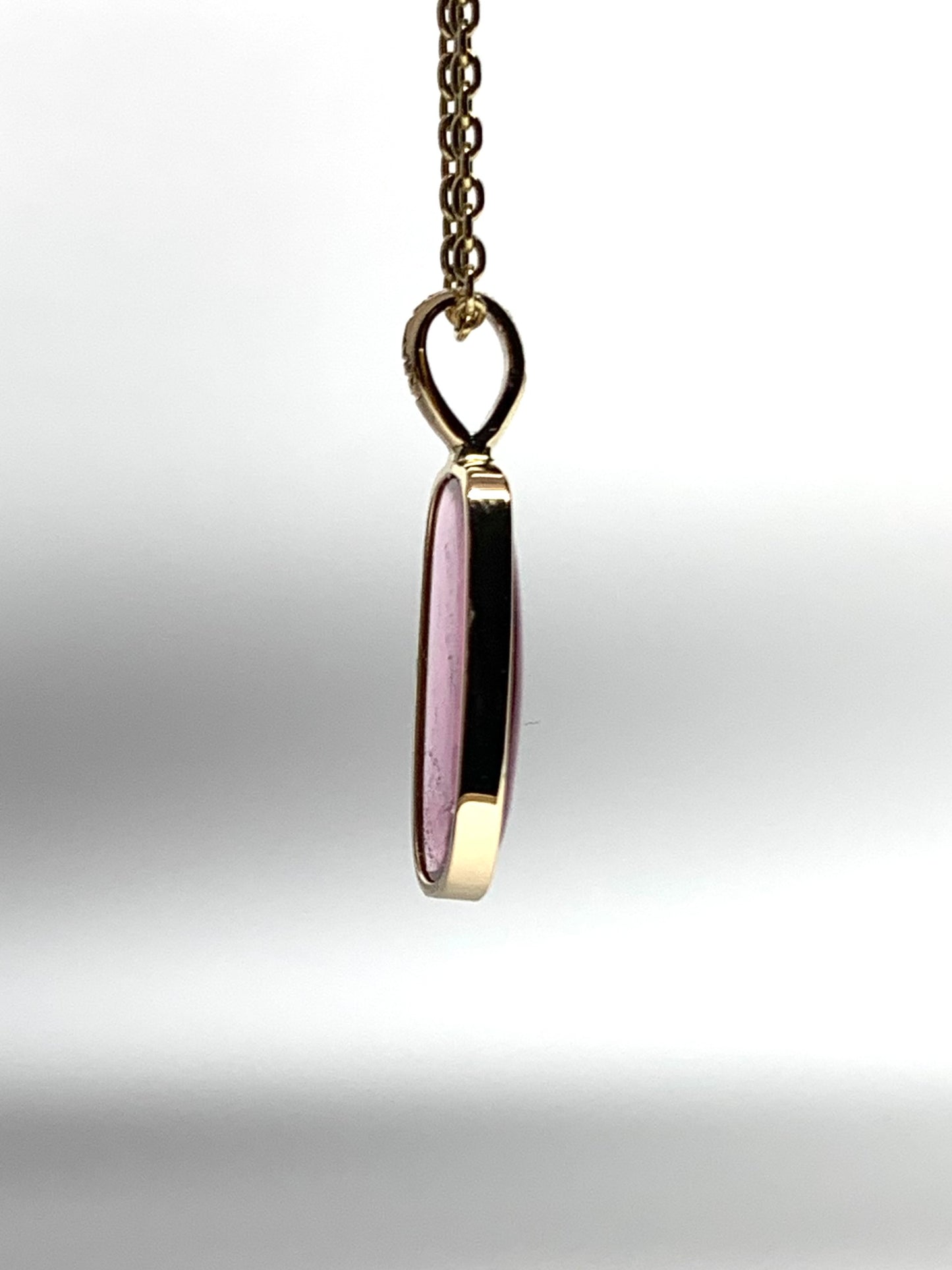 14k Solid Yellow Gold, Natural Pink Tourmaline Pendant