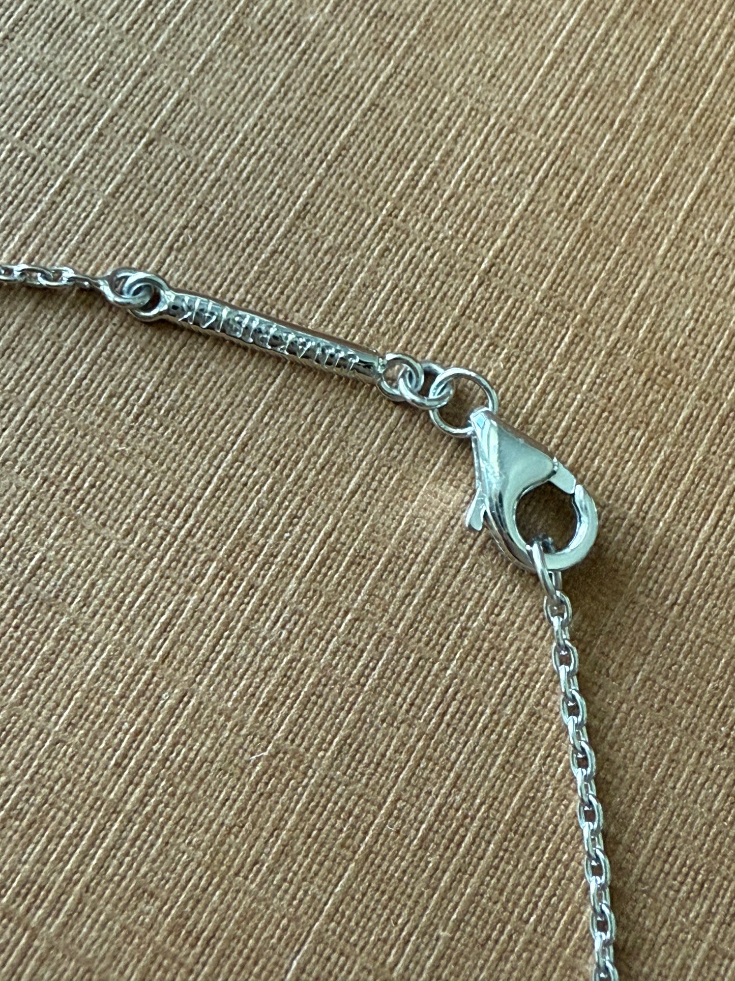 14K Solid White Gold, White Diamond Single Stone Chain Bracelet