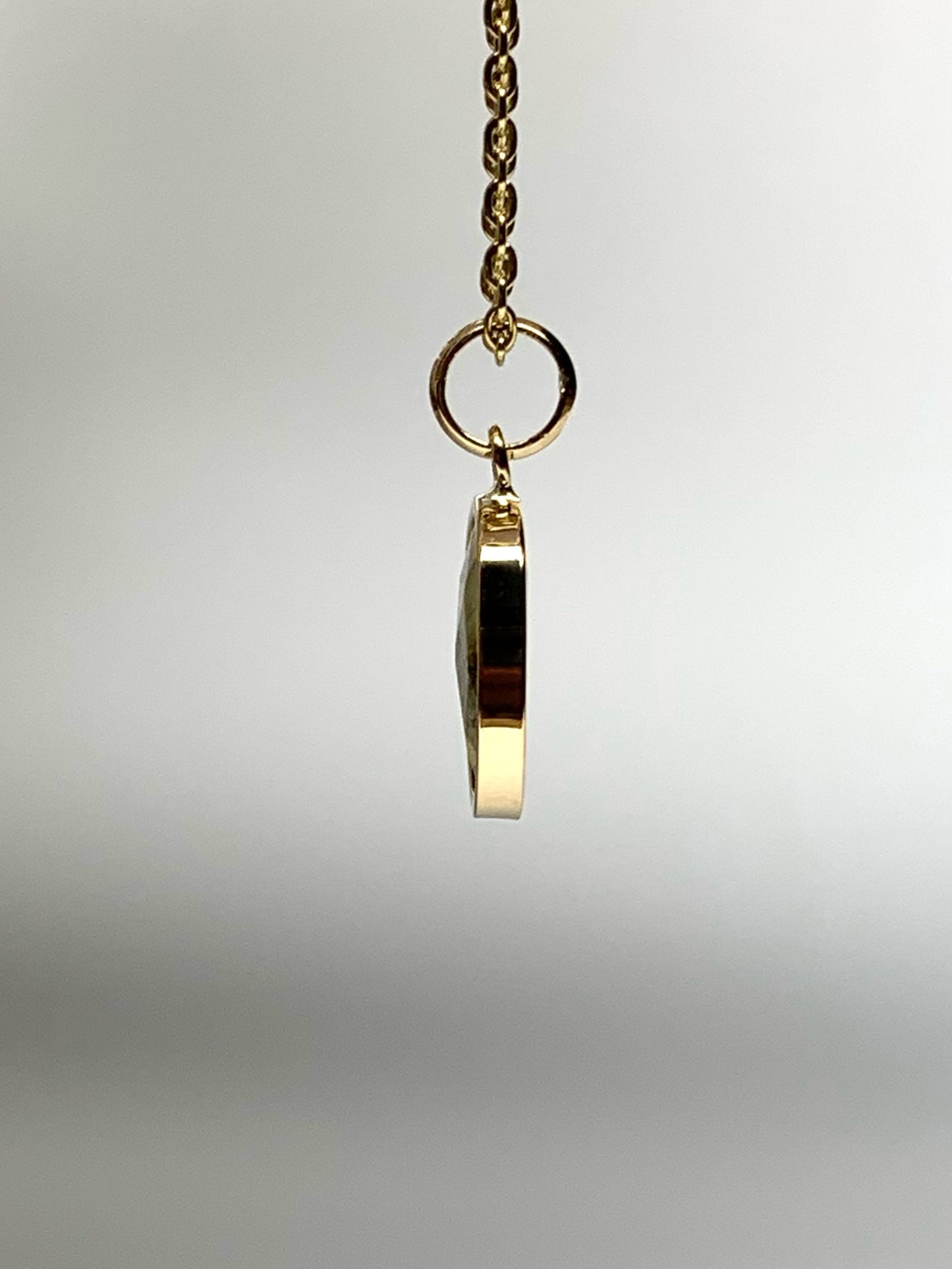 14k Solid Yellow Gold, Natural Light Khaki Green Tourmaline Mini Pendant