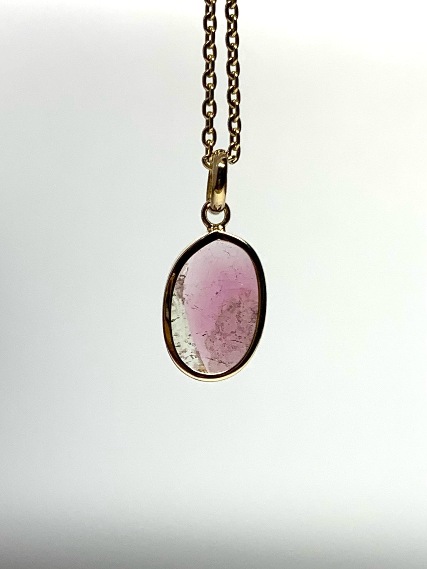 14k Solid Yellow Gold, Natural Pink Tourmaline Mini Pendant