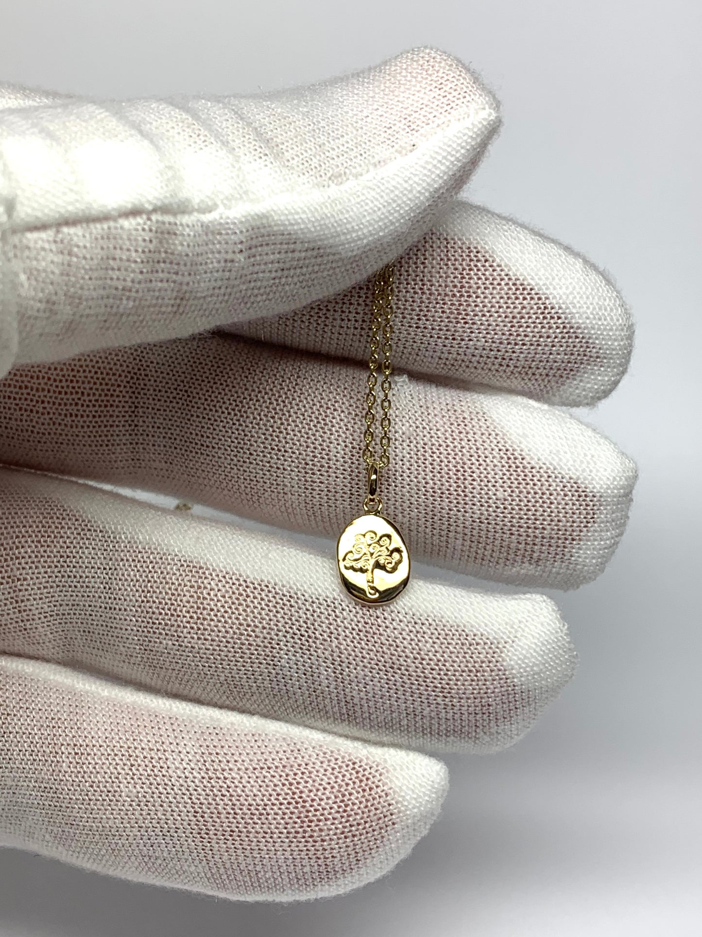 14K Solid Yellow Gold Nugget Mini Pendant, “Tree of Life”, Charm