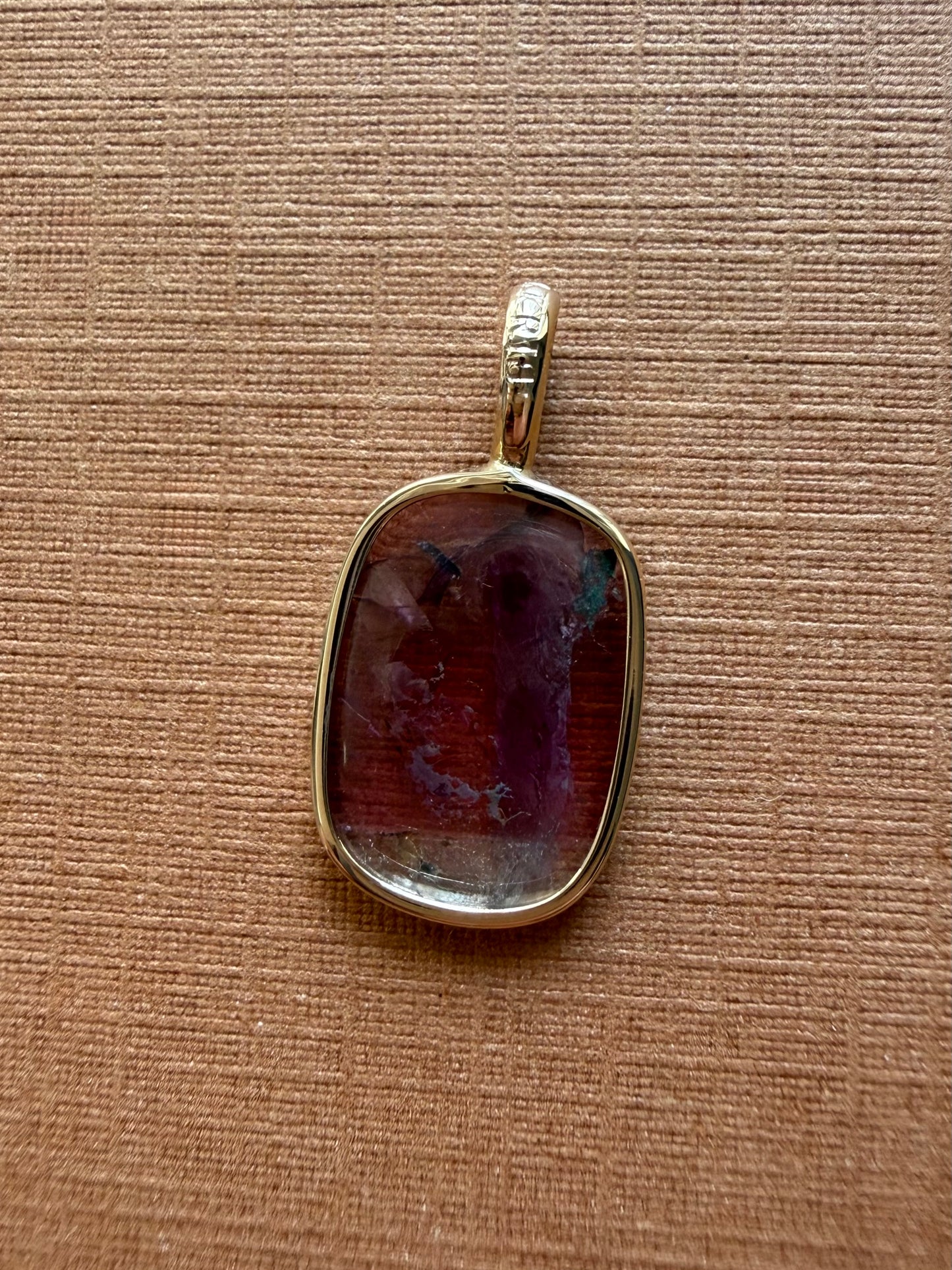 14k Solid Yellow Gold, Natural Pink Tourmaline Pendant