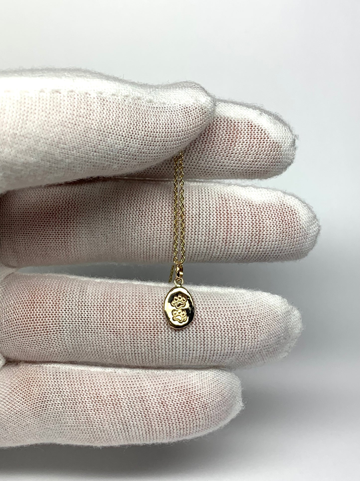 14K Solid Yellow Gold Nugget “Paws” Mini Pendant, Tiny Charm
