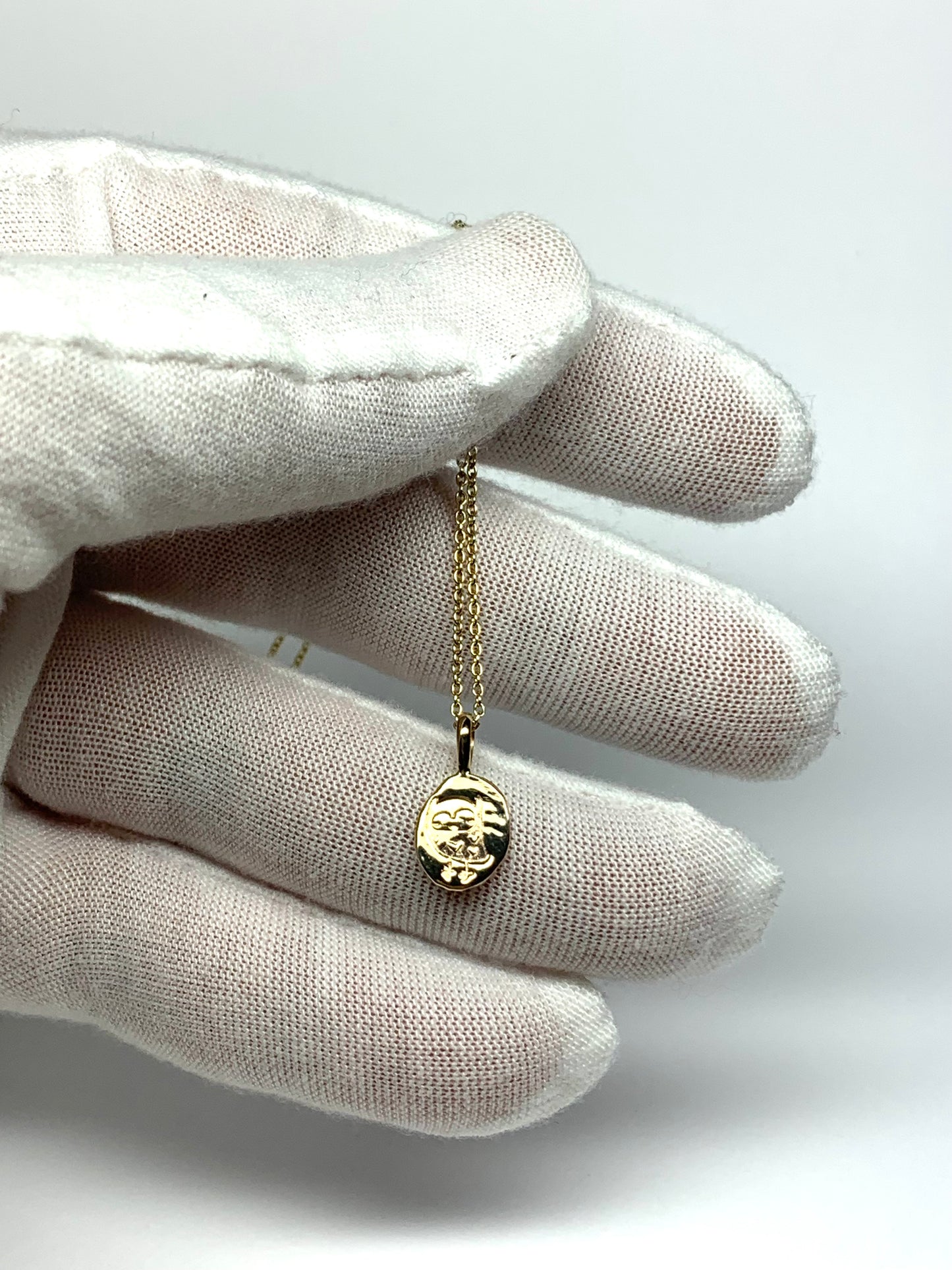 14k Solid Yellow Gold Nugget “Owl”, Mini Pendant, Tiny Charm