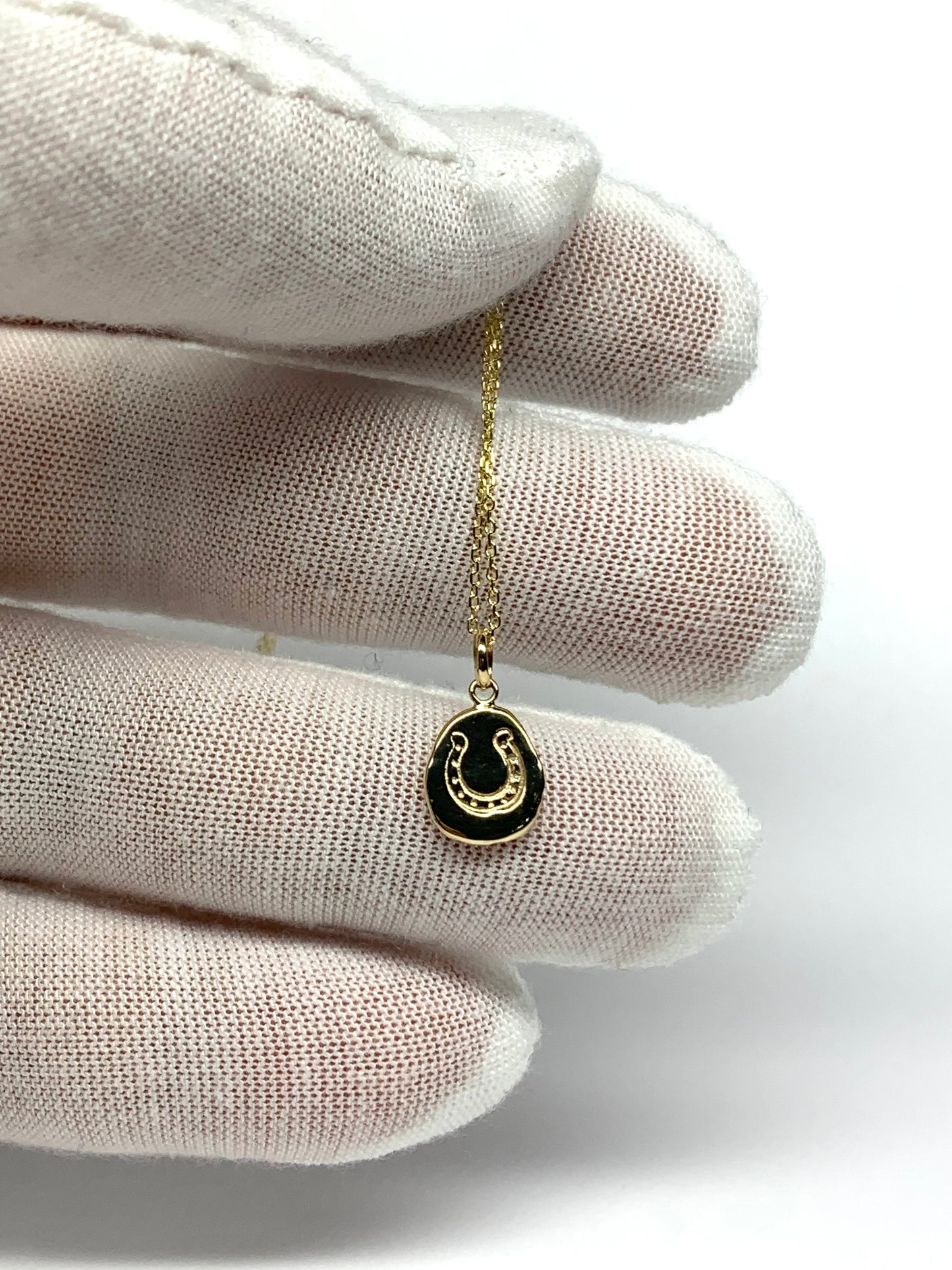 10k Solid Yellow Gold Nugget “Horseshoe” Mini Pendant, Tiny Charm