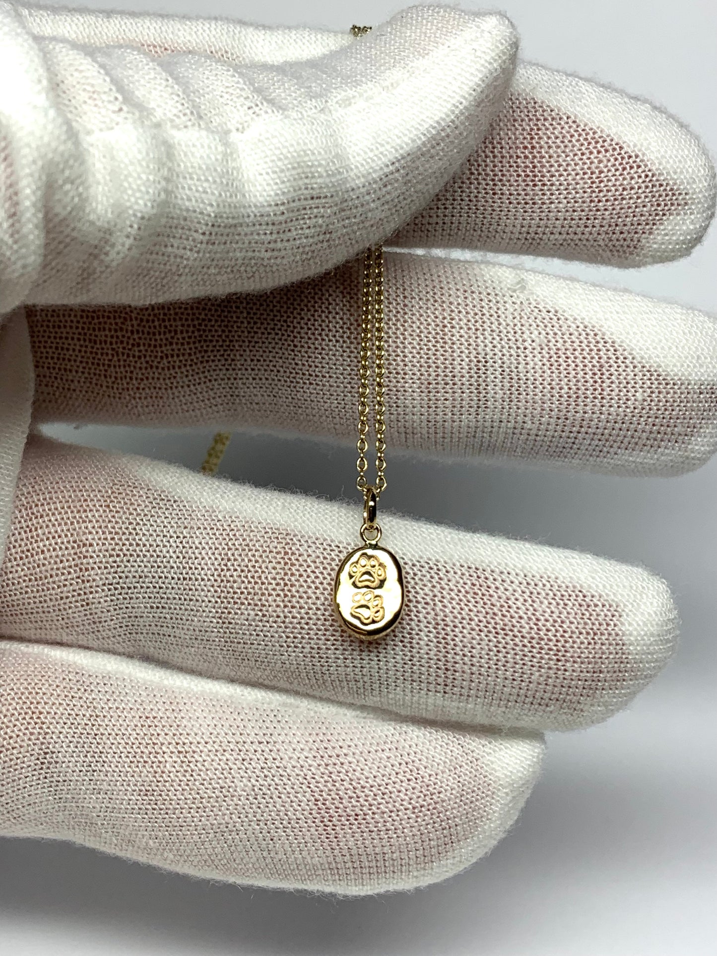 10k Solid Yellow Gold Nugget “Paws” Mini Pendant, Tiny Charm