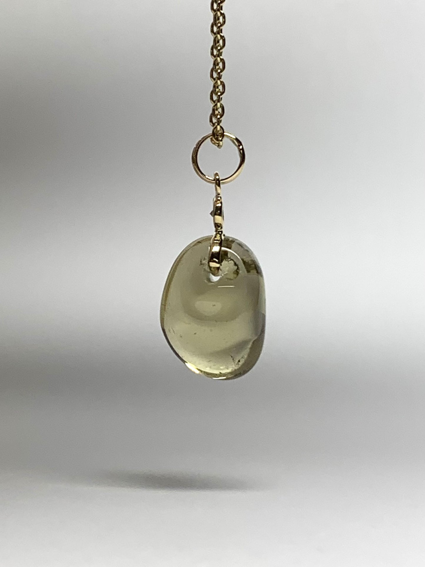 14k Solid Yellow Gold, Diamond, Lemon Quartz Tumbled Nugget Bead Pendant, Mini Size