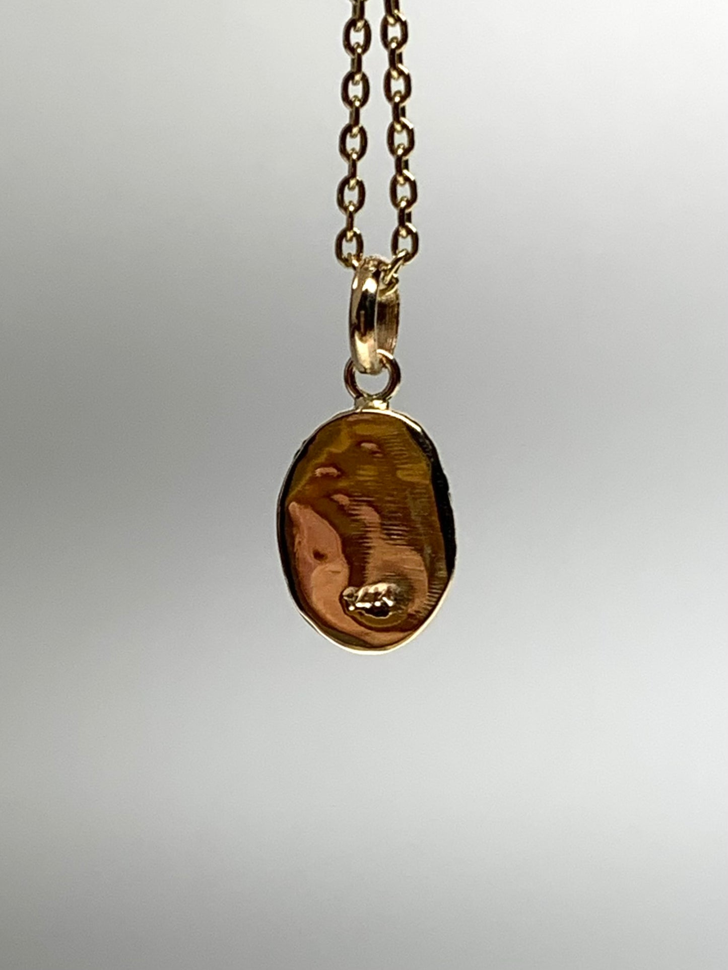 14k Solid Yellow Gold Nugget “Olive Branch”, Mini Pendant, Tiny Charm