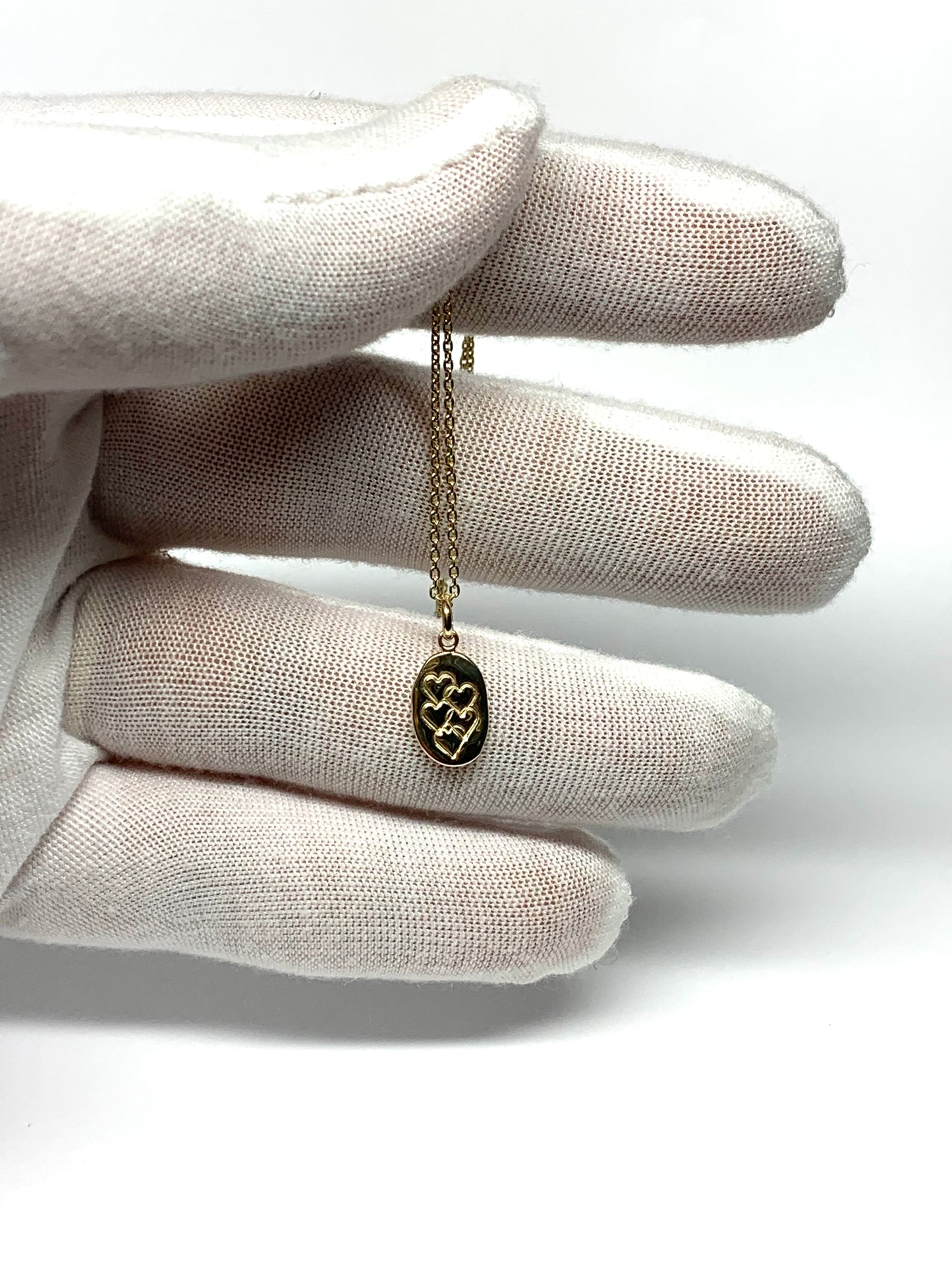 14K Solid Yellow Gold Nugget “Hearts” Mini Pendant, Tiny Charm