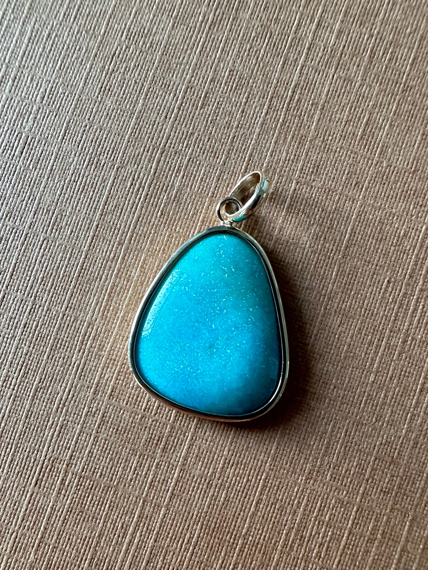 14k Solid Yellow Gold, Natural Sleeping Beauty Turquoise Pendant, Mini Size
