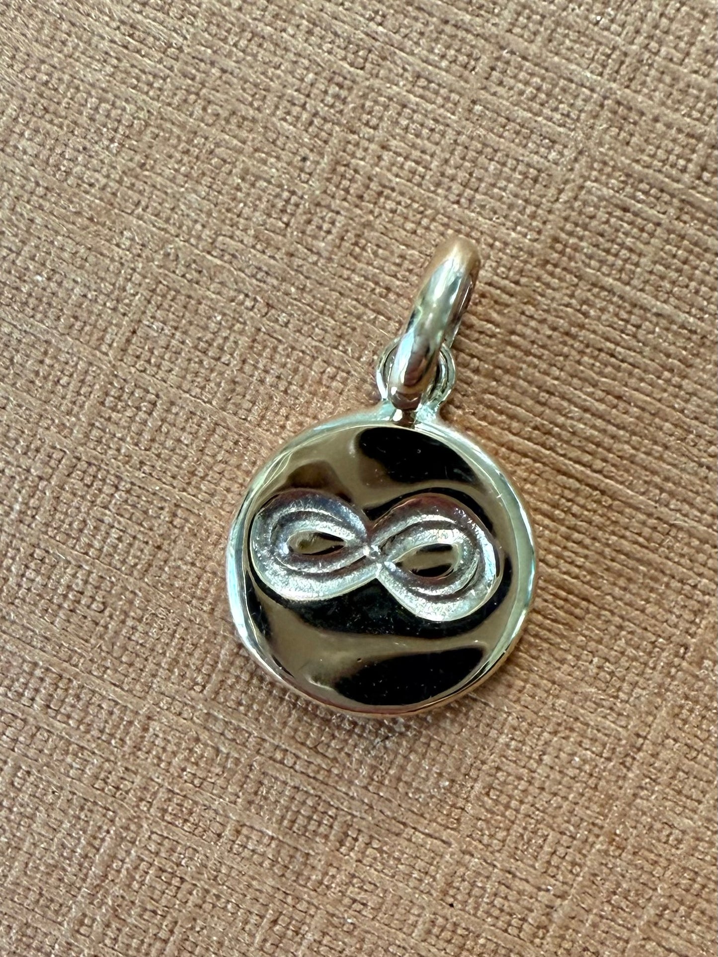 14K Solid Yellow Gold Nugget “Infinity” Mini Pendant, Tiny Charm