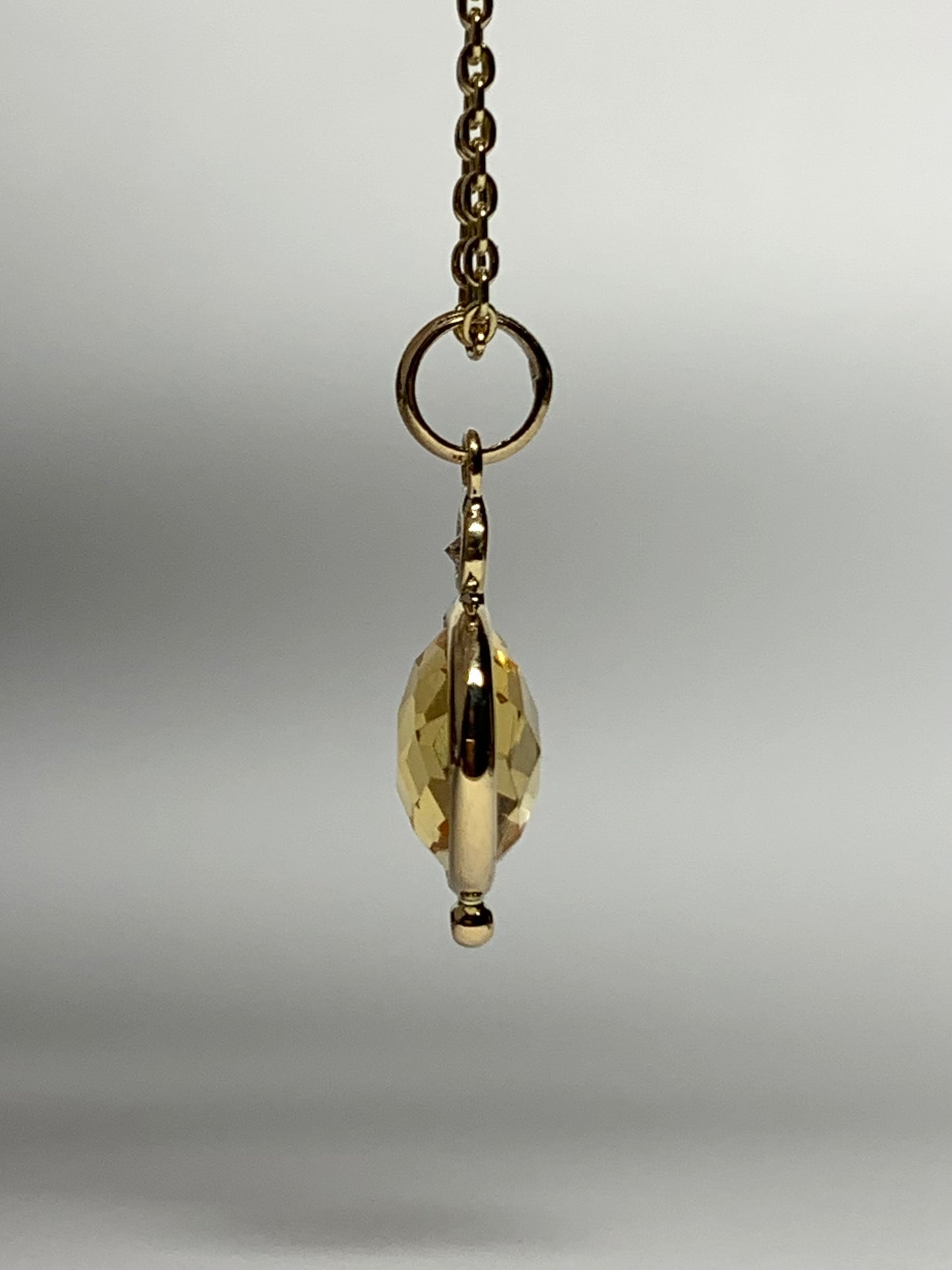 14K Solid Yellow Gold, Diamond, Citrine Mini Pendant