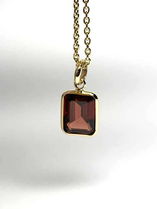 14k Solid Yellow Gold, Red Garnet Mini Pendant