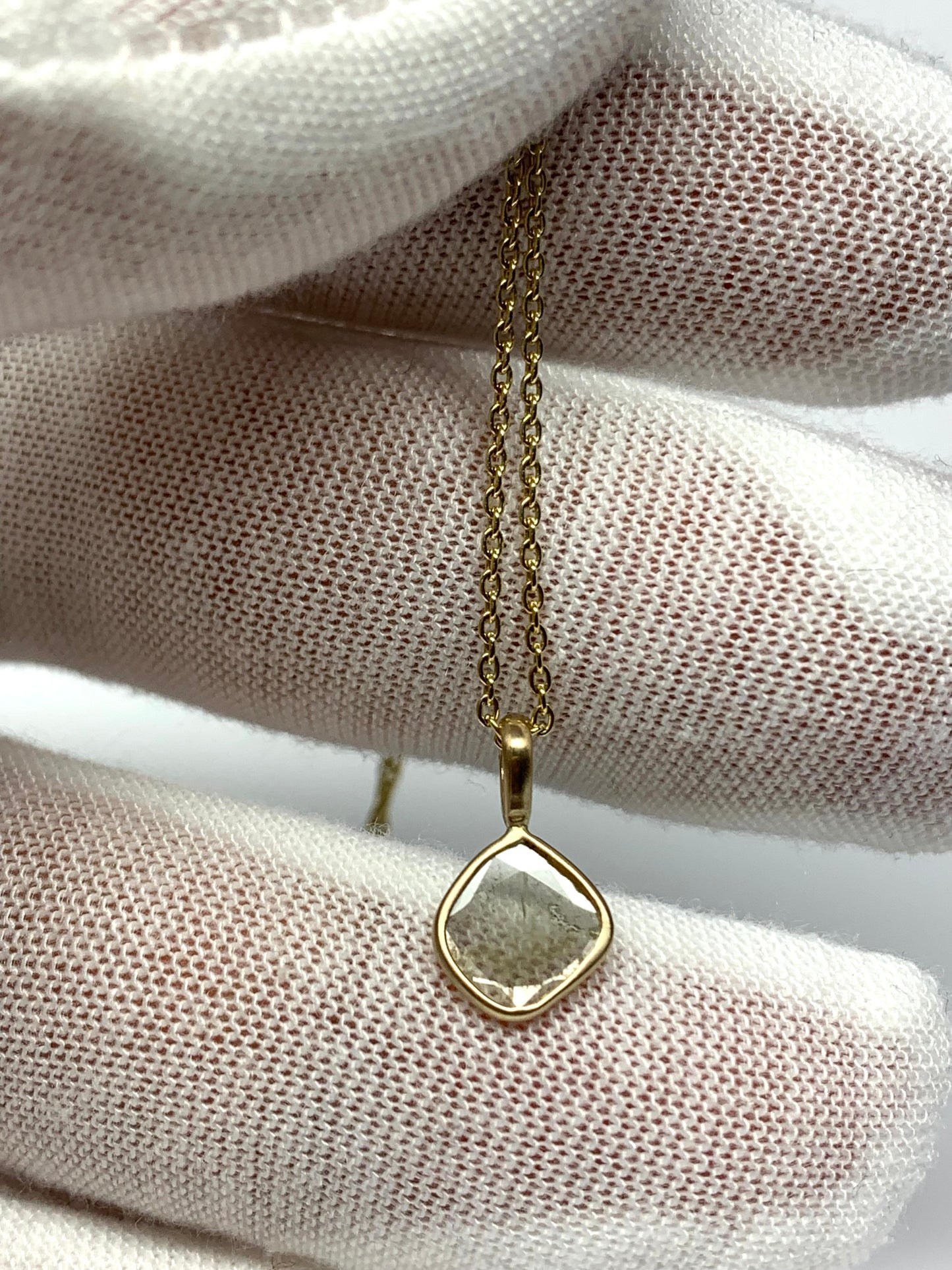 14k Solid Yellow Gold, Natural Diamond Slice Mini Pendant