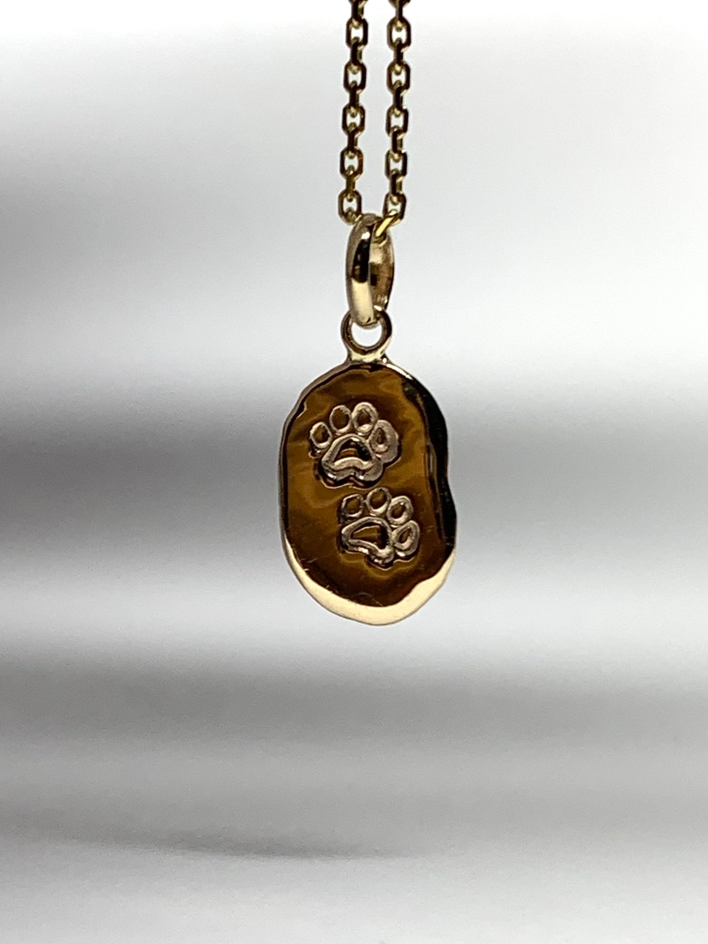 10k Solid Yellow Gold Nugget “Paws” Mini Pendant, Tiny Charm