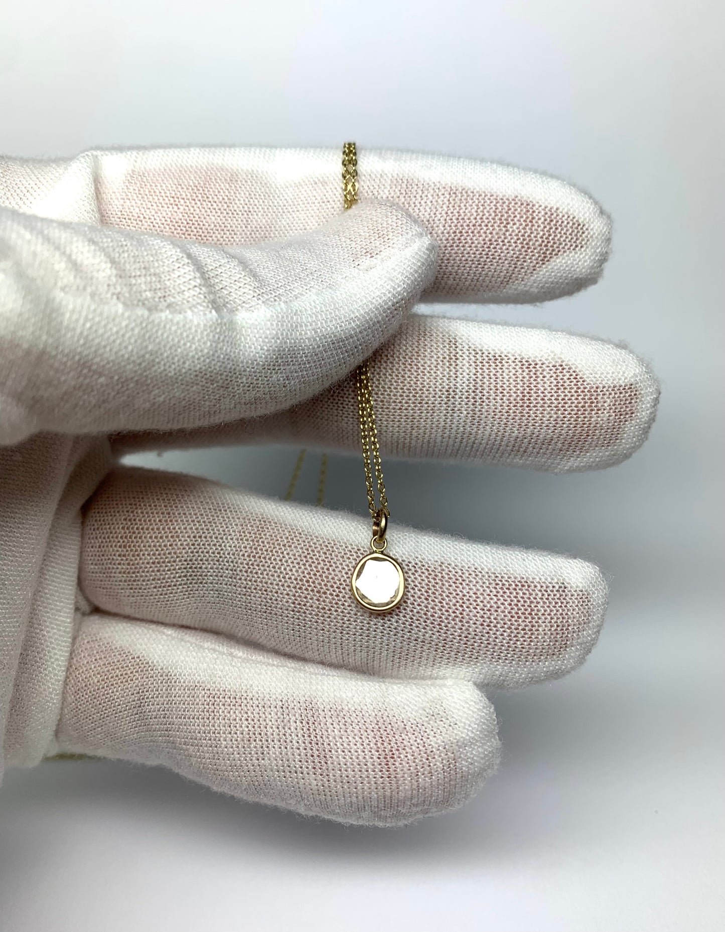 14k Solid Yellow Gold, Natural Diamond Slice Mini Pendant