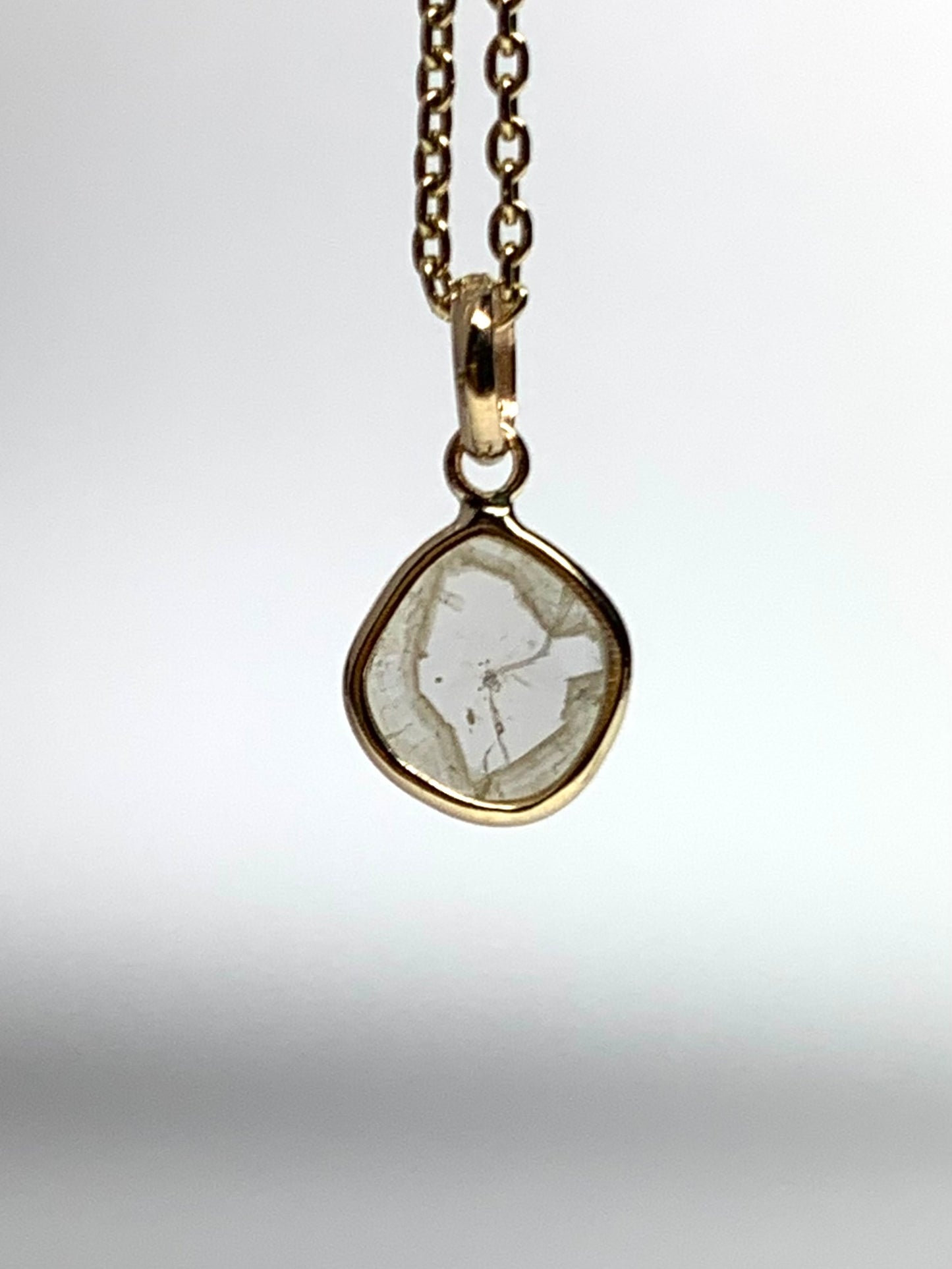 14k Solid Yellow Gold, Natural Diamond Slice Mini Pendant