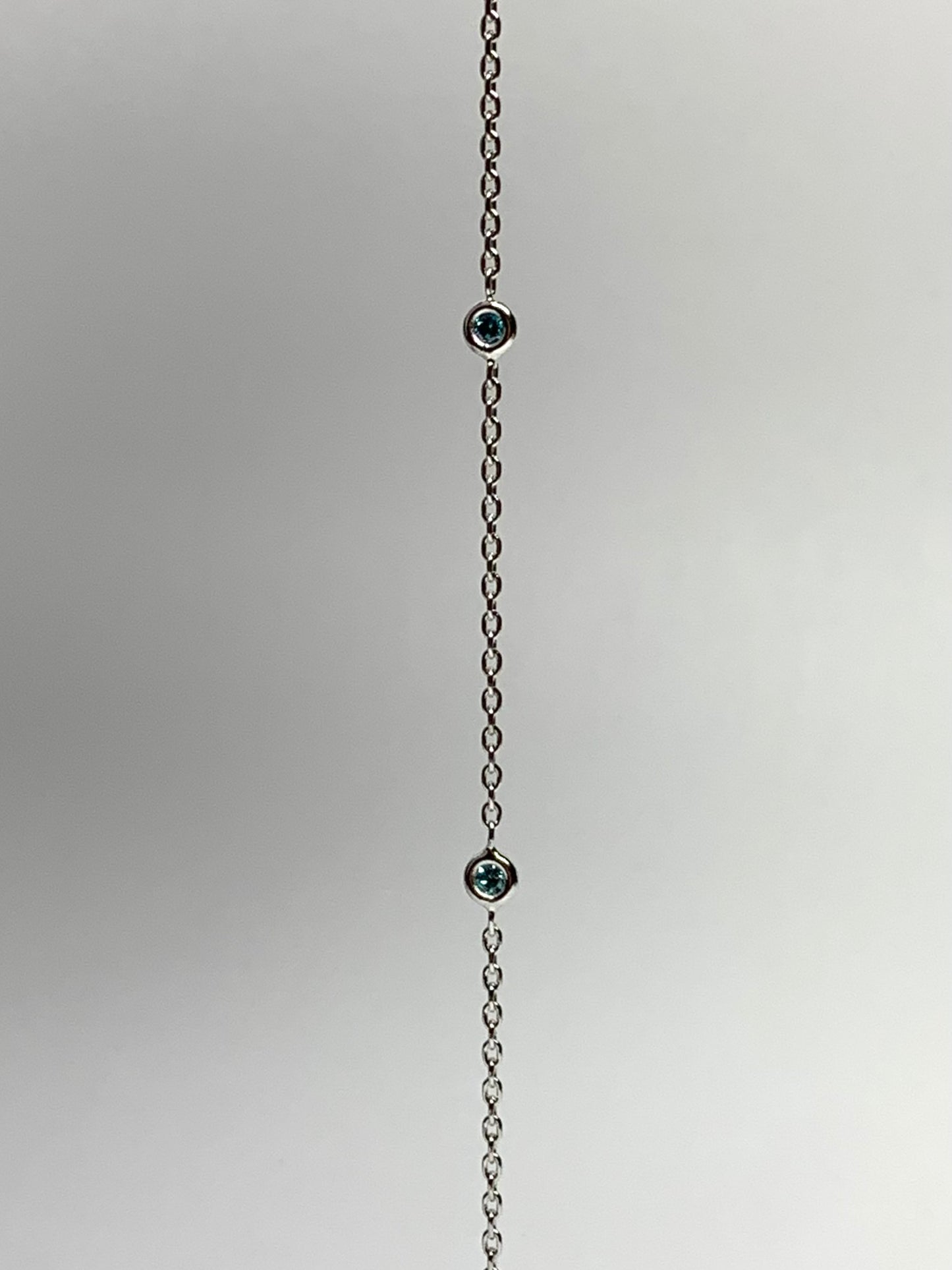 14k Solid White Gold, Genuine Blue Diamonds Station Bracelet