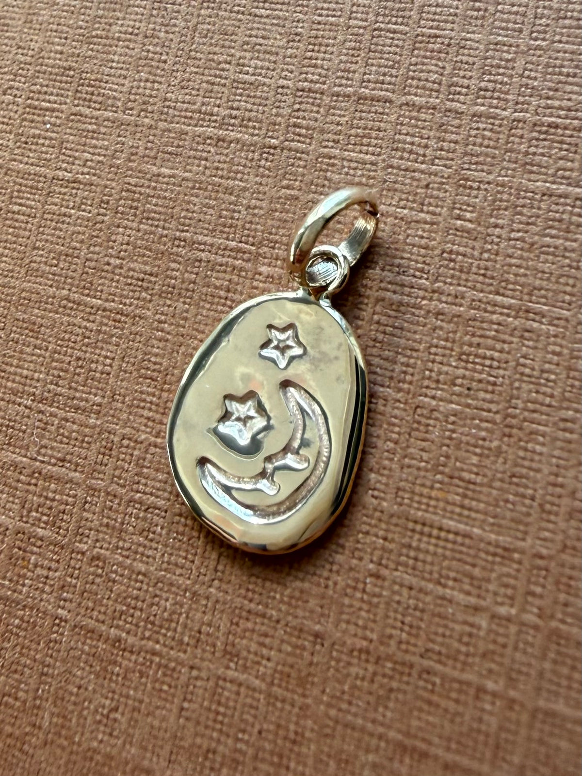10k Solid Yellow Gold Nugget “Starry Night” Mini Pendant, Tiny Charm