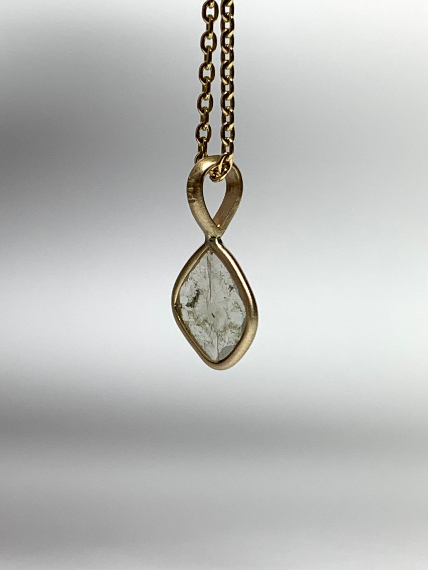 14k Solid Yellow Gold, Natural Diamond Slice Mini Pendant