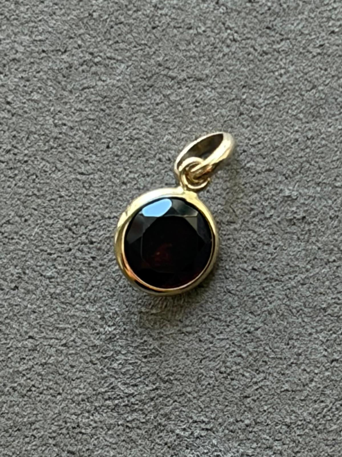14k Solid Yellow Gold, Red Garnet Mini Pendant