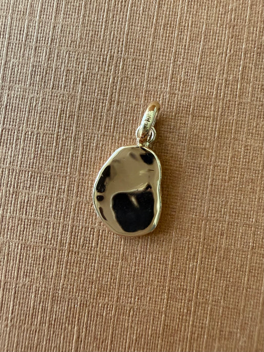 10k Solid Yellow Gold Plain Nugget Mini Pendant, Tiny Charm