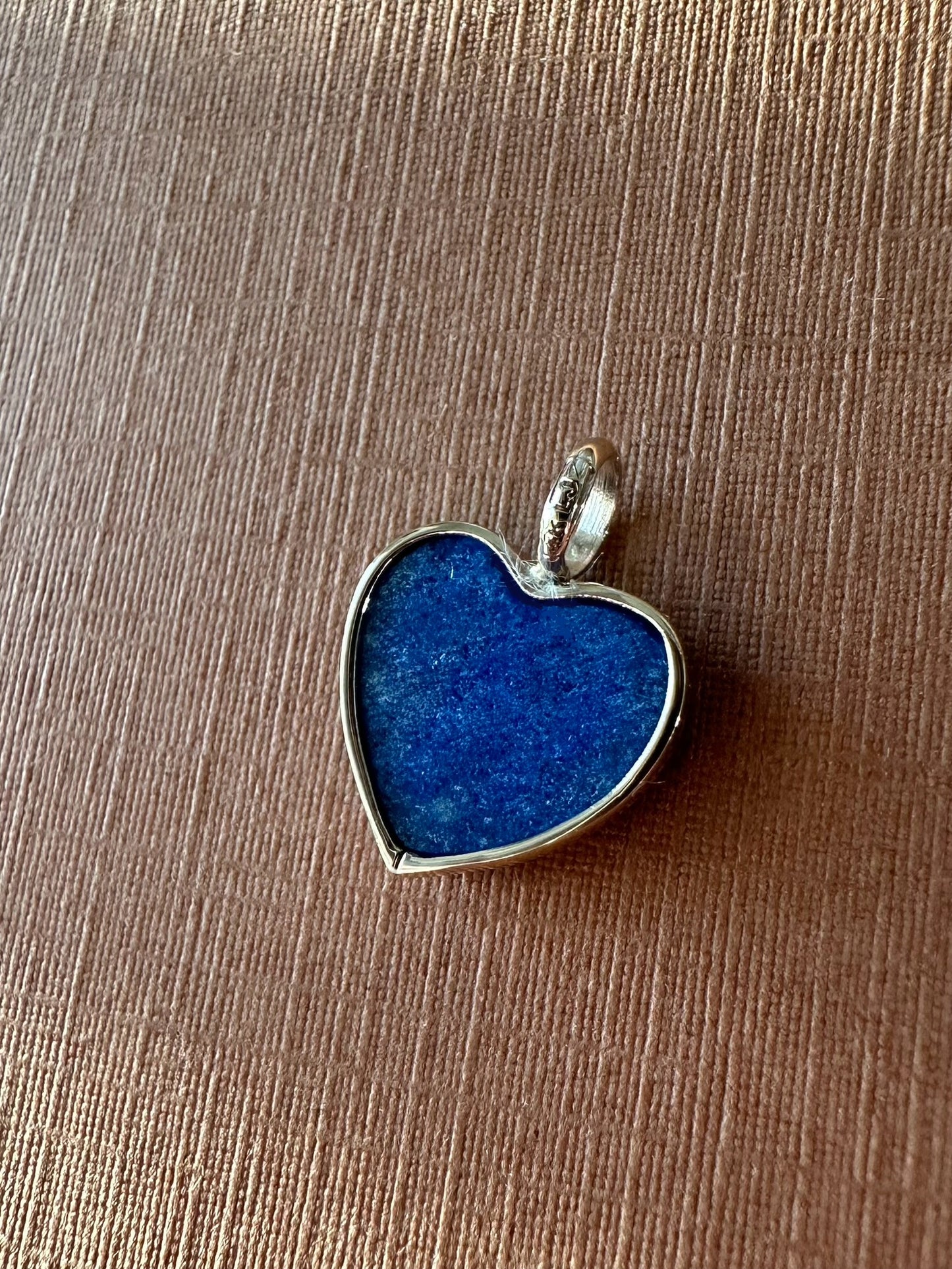 14k Solid Yellow Gold, Blue Lapis Lazuli “Heart” Mini Pendant
