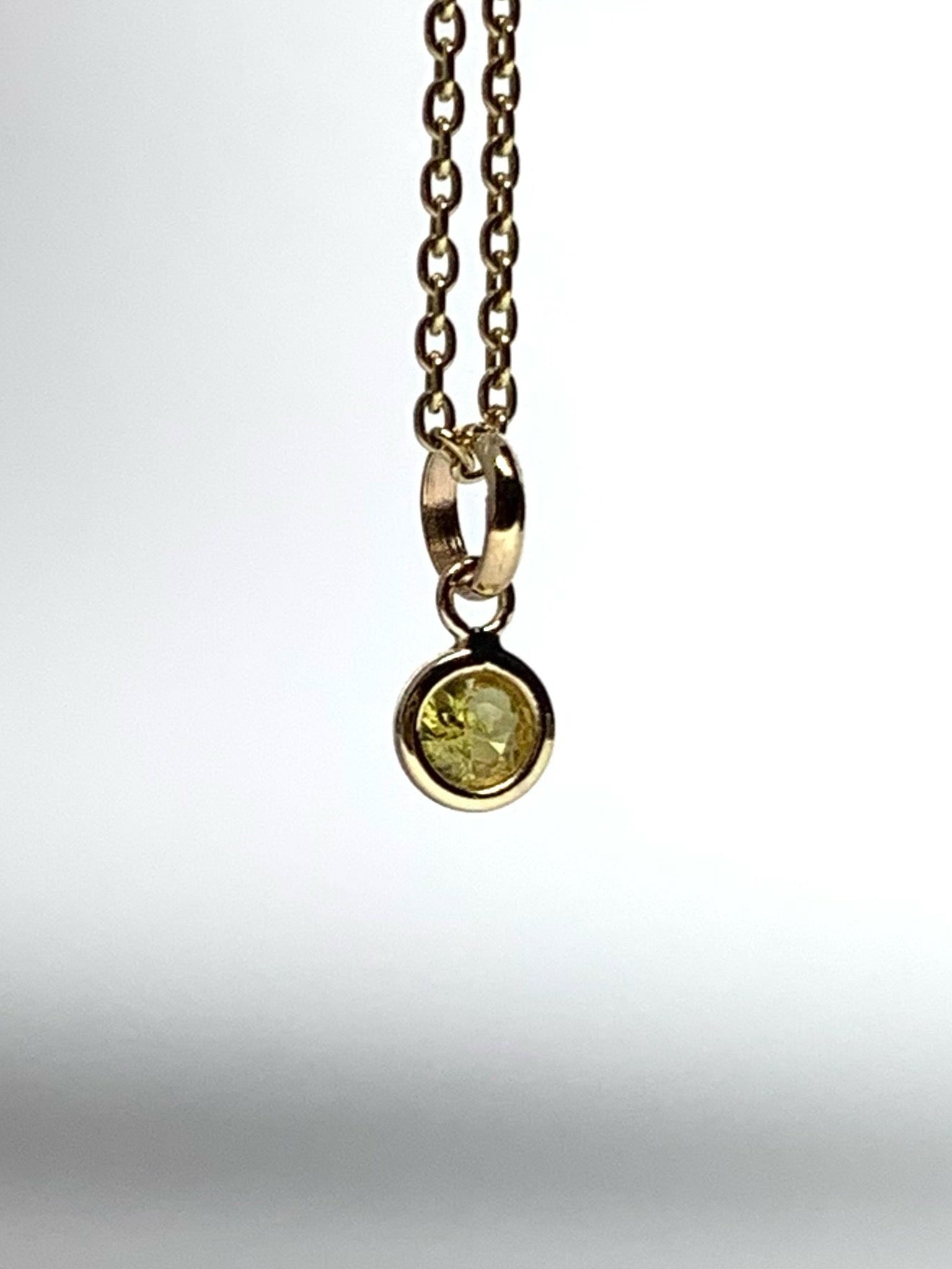 14k Solid Yellow Gold, Yellow Sapphire Tiny Charm, 0.15ct, Accent Pendant