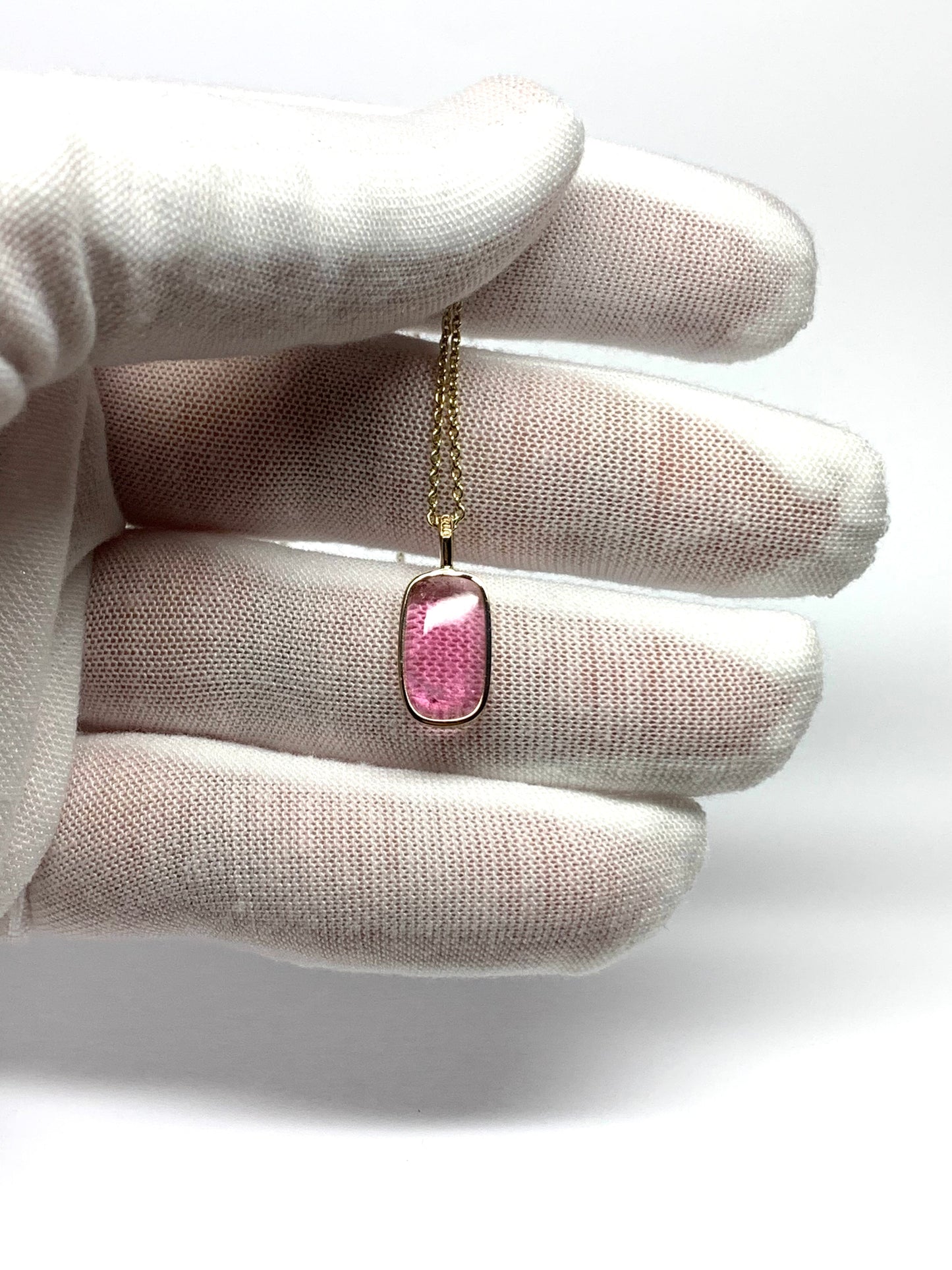 14k Solid Yellow Gold, Natural Pink Tourmaline Pendant