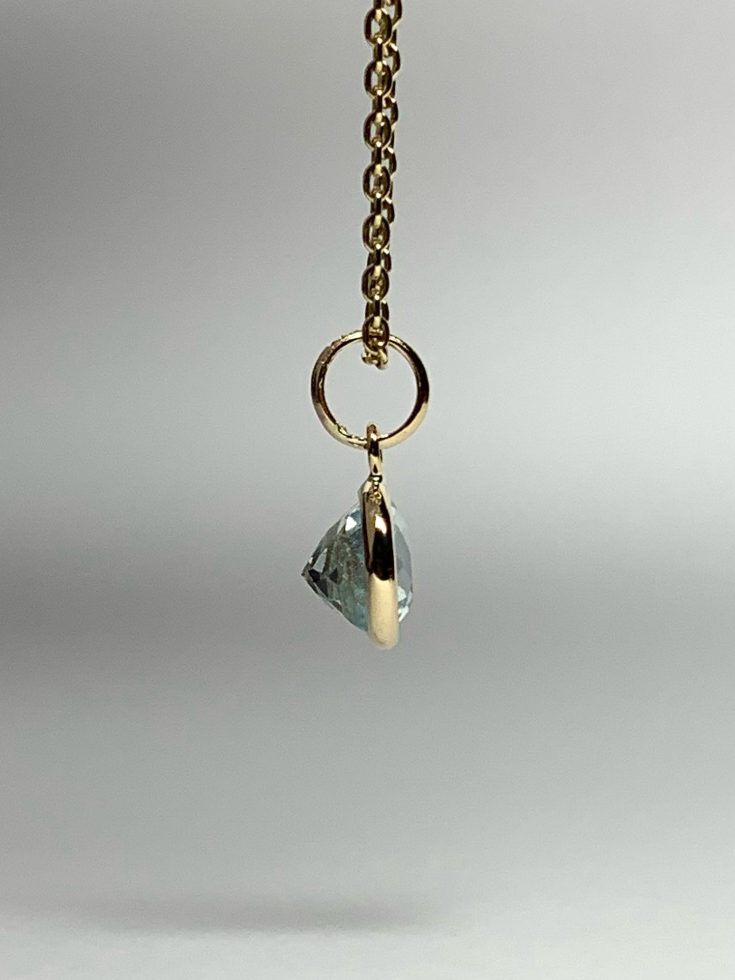 14k Solid Yellow Gold, Blue Topaz Mini Pendant