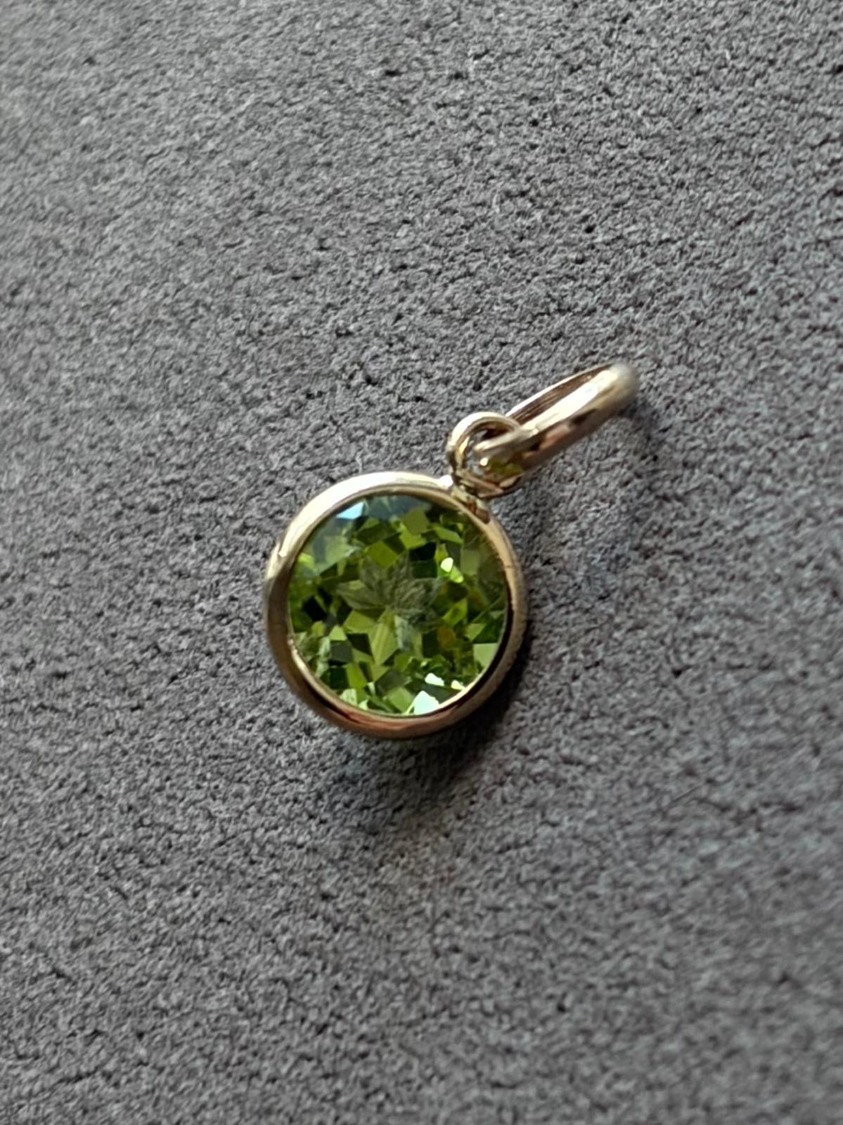 14k Solid Yellow Gold, Green Peridot Mini Pendant