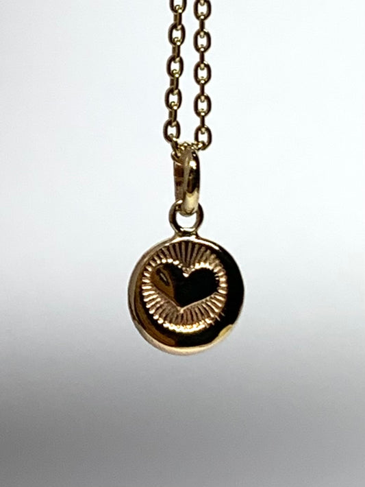 10k Solid Yellow Gold Nugget “Heart” Mini Pendant, Tiny Charm