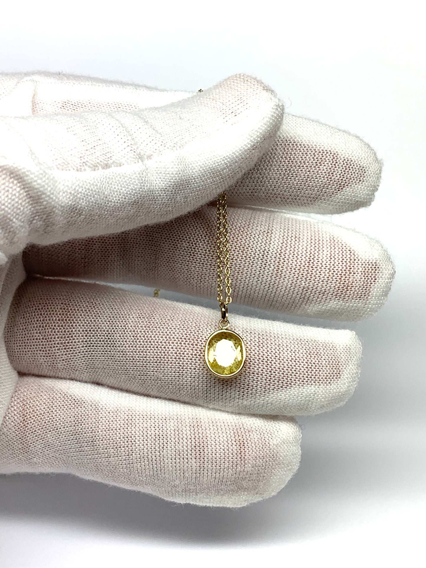 14k Solid Yellow Gold, Natural Light Olive Green Tourmaline Mini Pendant