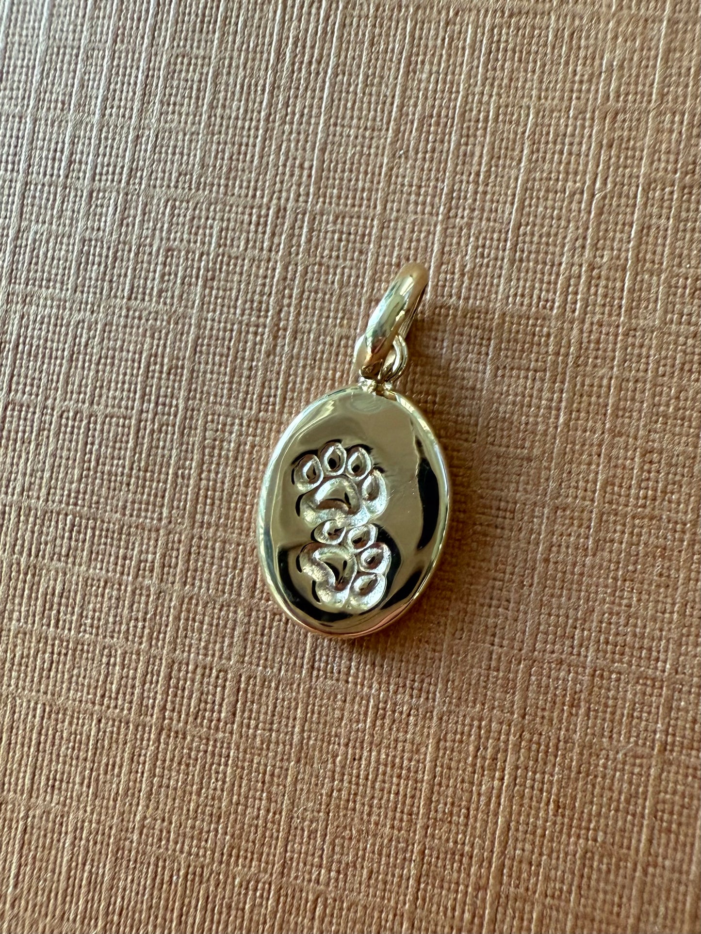 10k Solid Yellow Gold Nugget “Paws” Mini Pendant, Tiny Charm