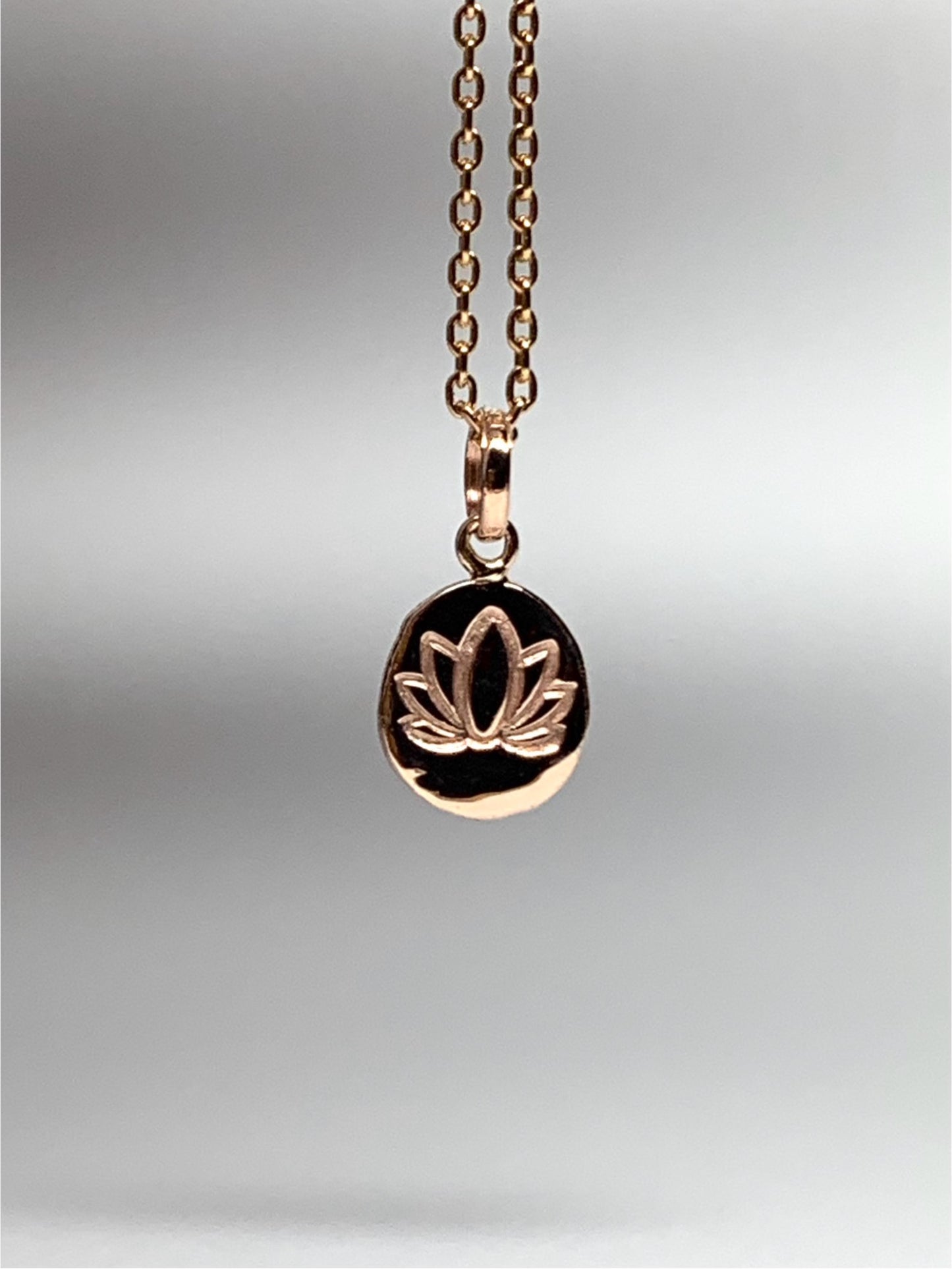 14K Solid Rose Gold Nugget “Lotus” Mini Pendant, Tiny Charm