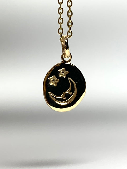 14K Solid Yellow Gold Nugget “Starry Night” Mini Pendant, Tiny Charm
