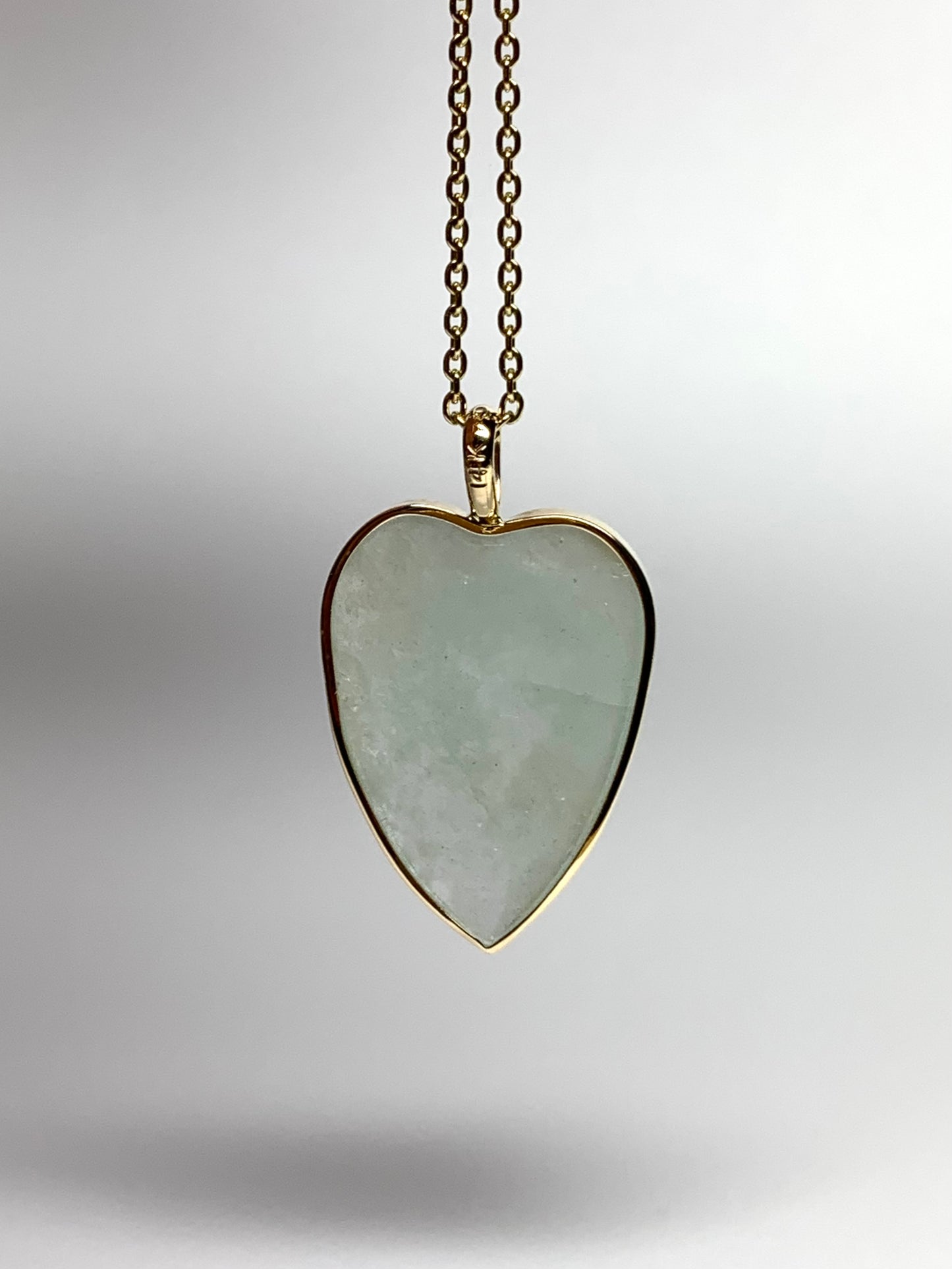 14k Solid Yellow Gold, Pale Blue Aquamarine “Heart” Pendant