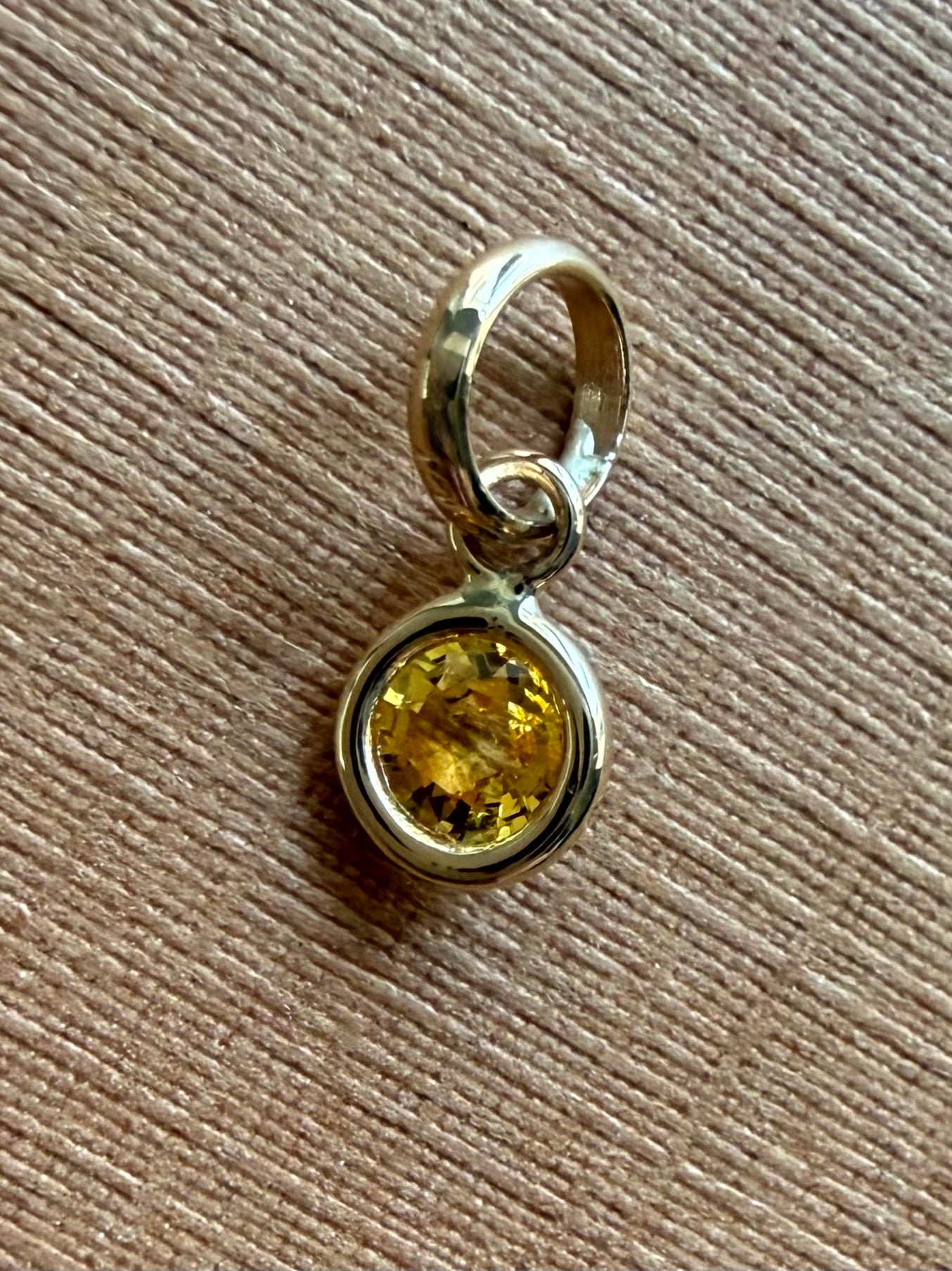 14k Solid Yellow Gold, Yellow Sapphire Tiny Charm, 0.15ct, Accent Pendant
