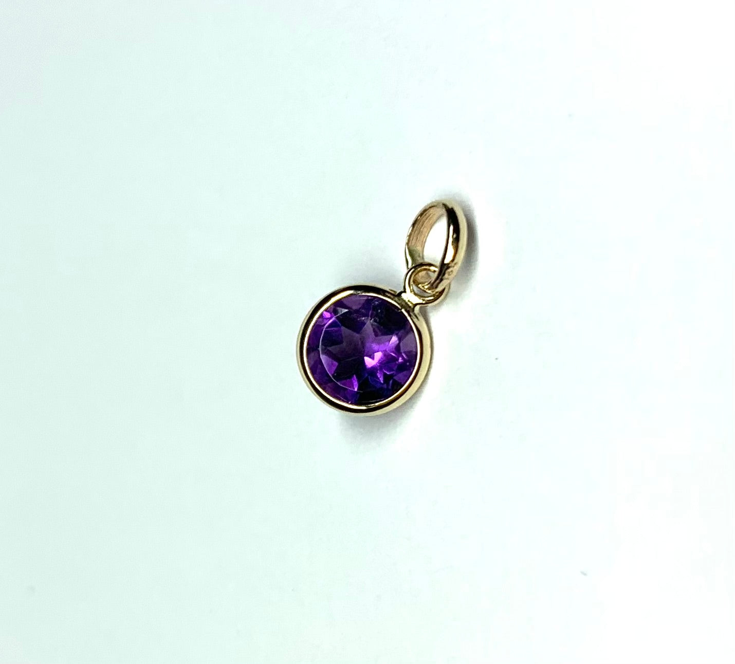 14k Solid Yellow Gold, Purple Amethyst Mini Pendant
