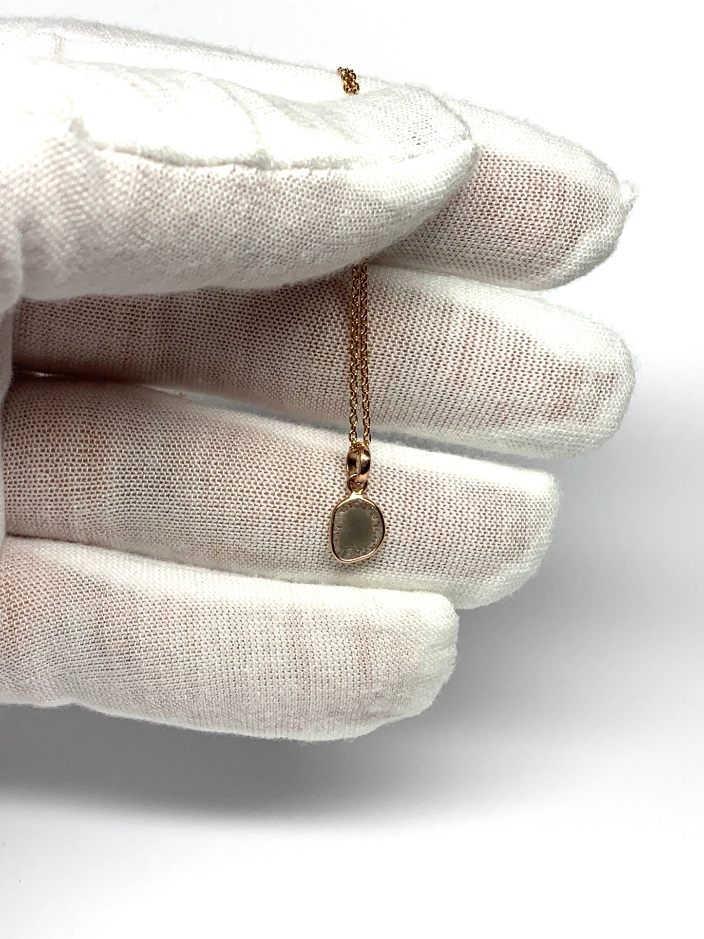 14k Solid Rose Gold, Natural Diamond Slice Mini Pendant