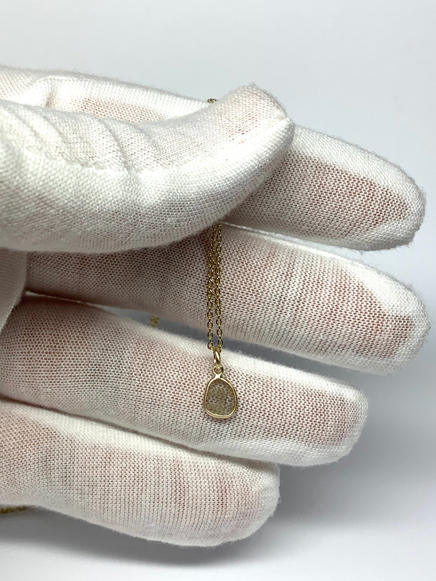 14k Solid Yellow Gold, Natural Diamond Slice Mini Pendant