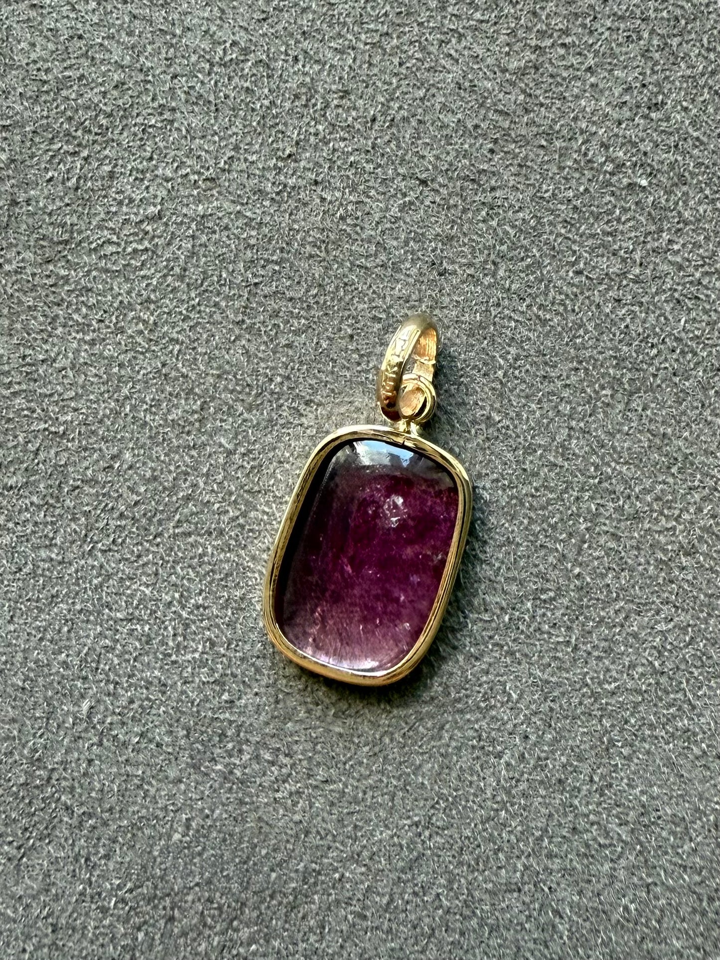 14k Solid Yellow Gold, Natural Pink Tourmaline Mini Pendant