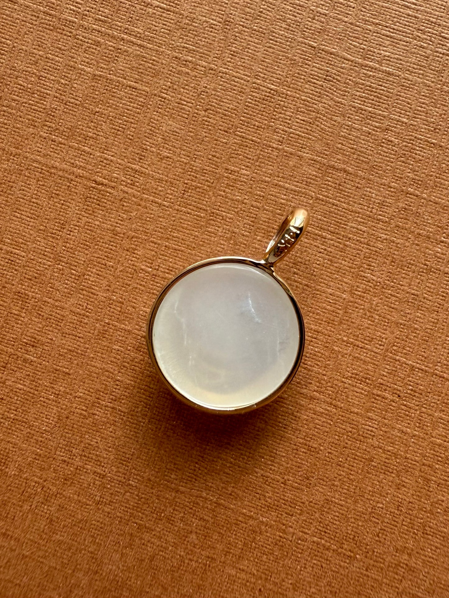 "The Moon" Pendant, 14K Solid Yellow Gold, White Moonstone, Small Size