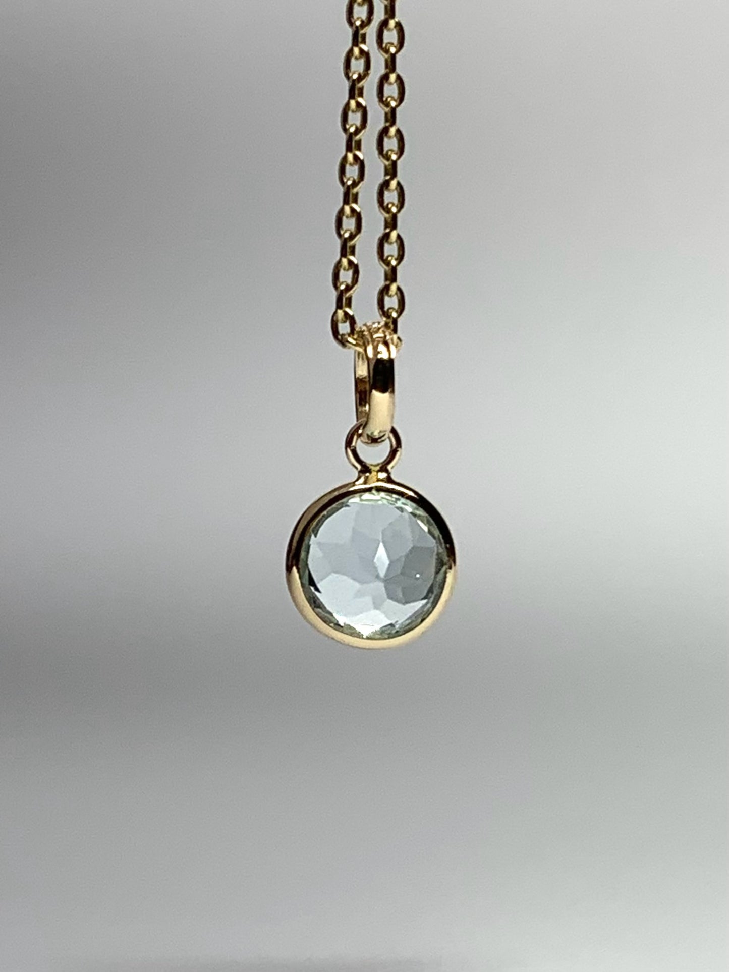 14k Solid Yellow Gold, Blue Topaz Mini Pendant