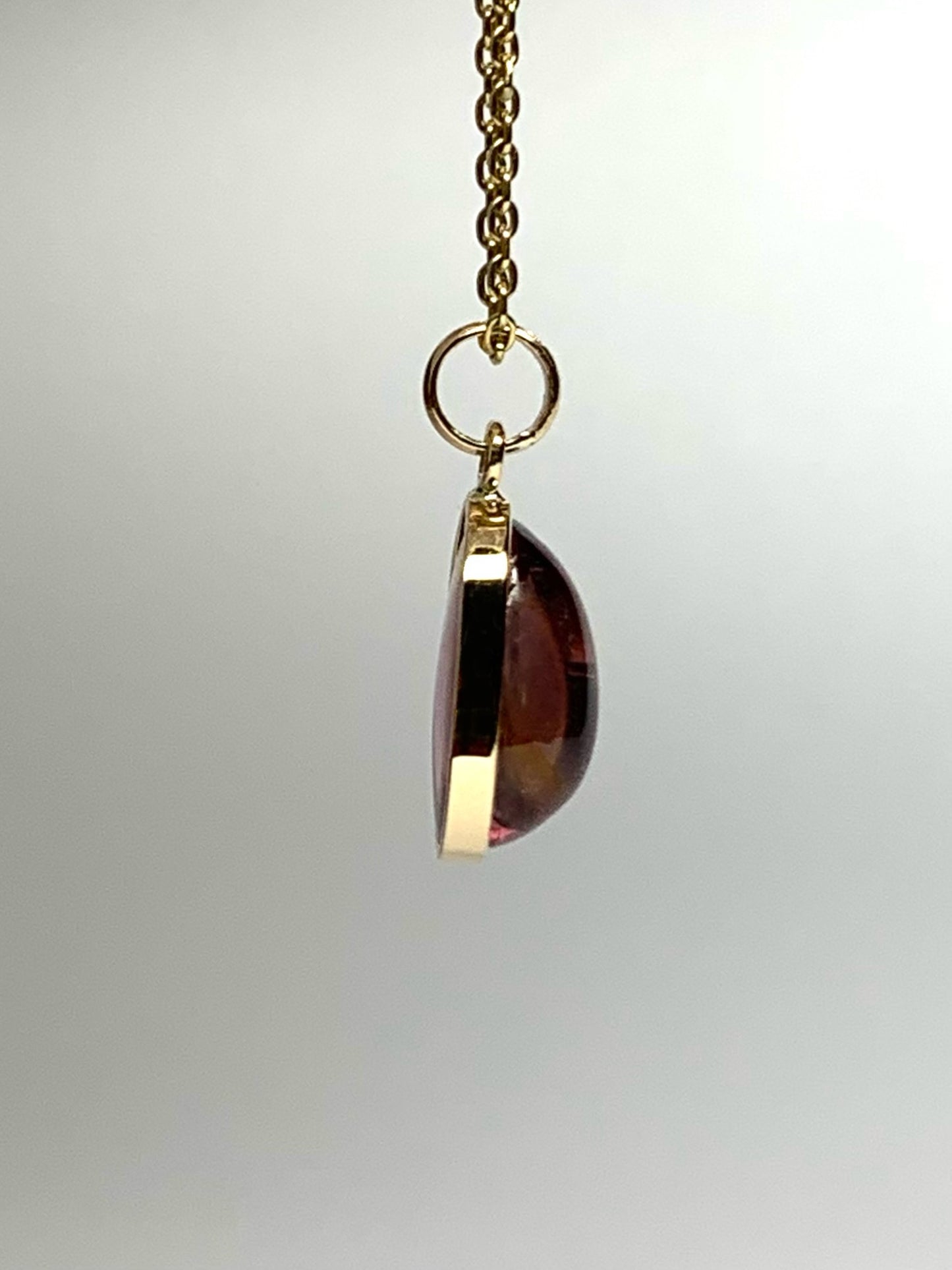 14k Solid Yellow Gold, Natural Pink Tourmaline Pendant